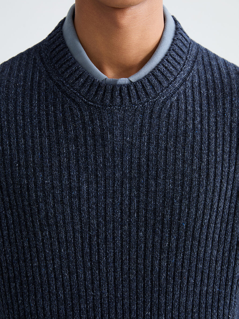 Crew Neck Long Sleeve Men's Tricot Sweater-2