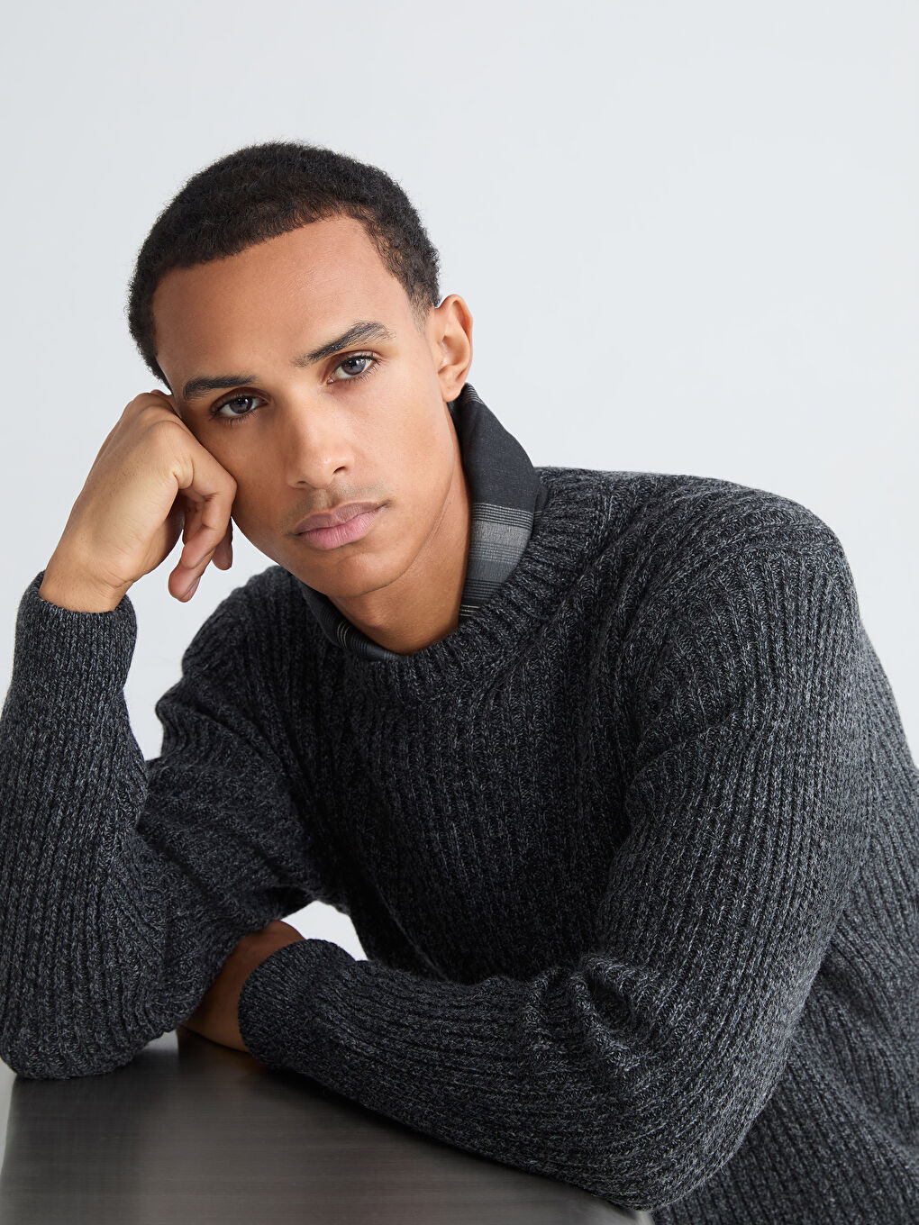 Antrasit Bisiklet Yaka Erkek Triko Kazak