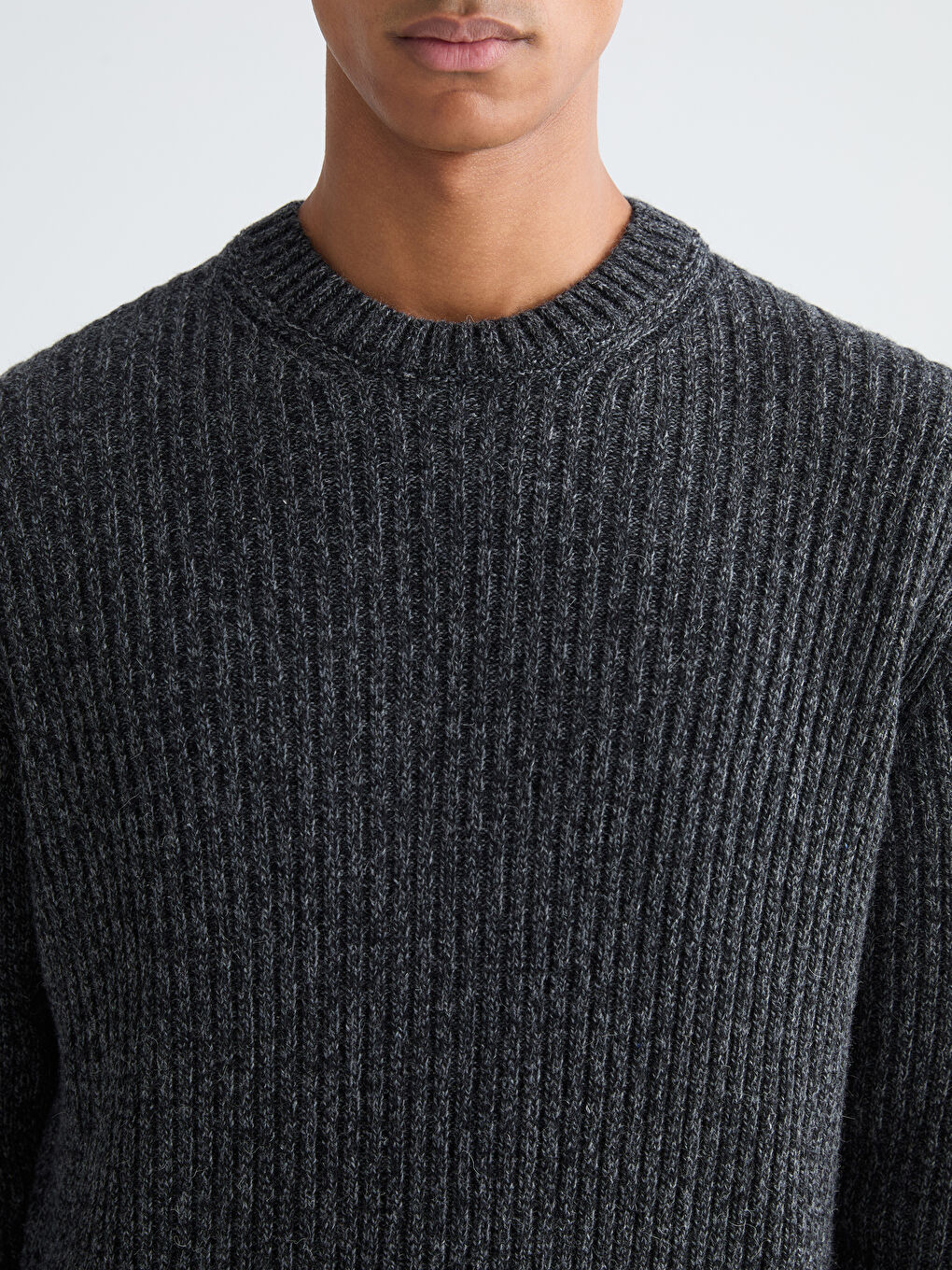 Antrasit Bisiklet Yaka Erkek Triko Kazak-2