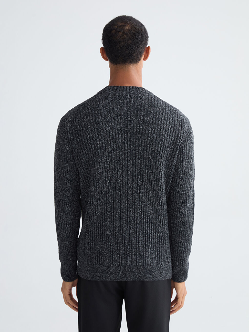 Antrasit Bisiklet Yaka Erkek Triko Kazak-3