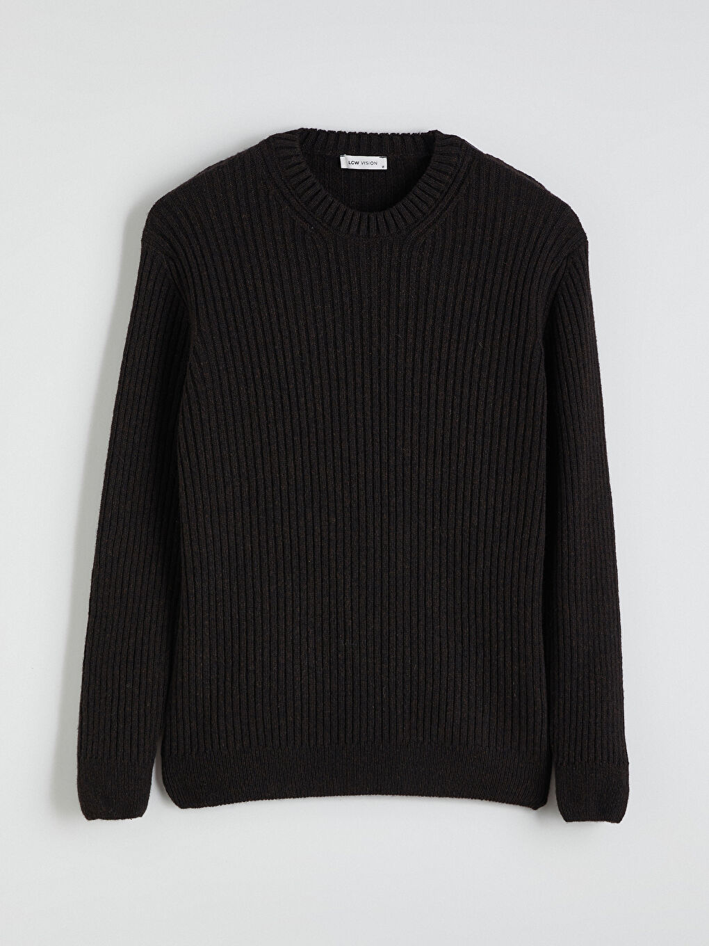 Kahverengi Bisiklet Yaka Erkek Triko Kazak-4