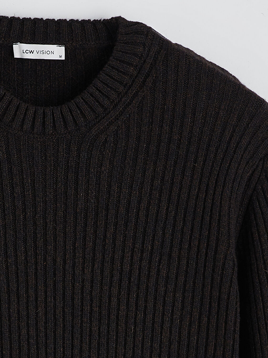 Kahverengi Bisiklet Yaka Erkek Triko Kazak-5