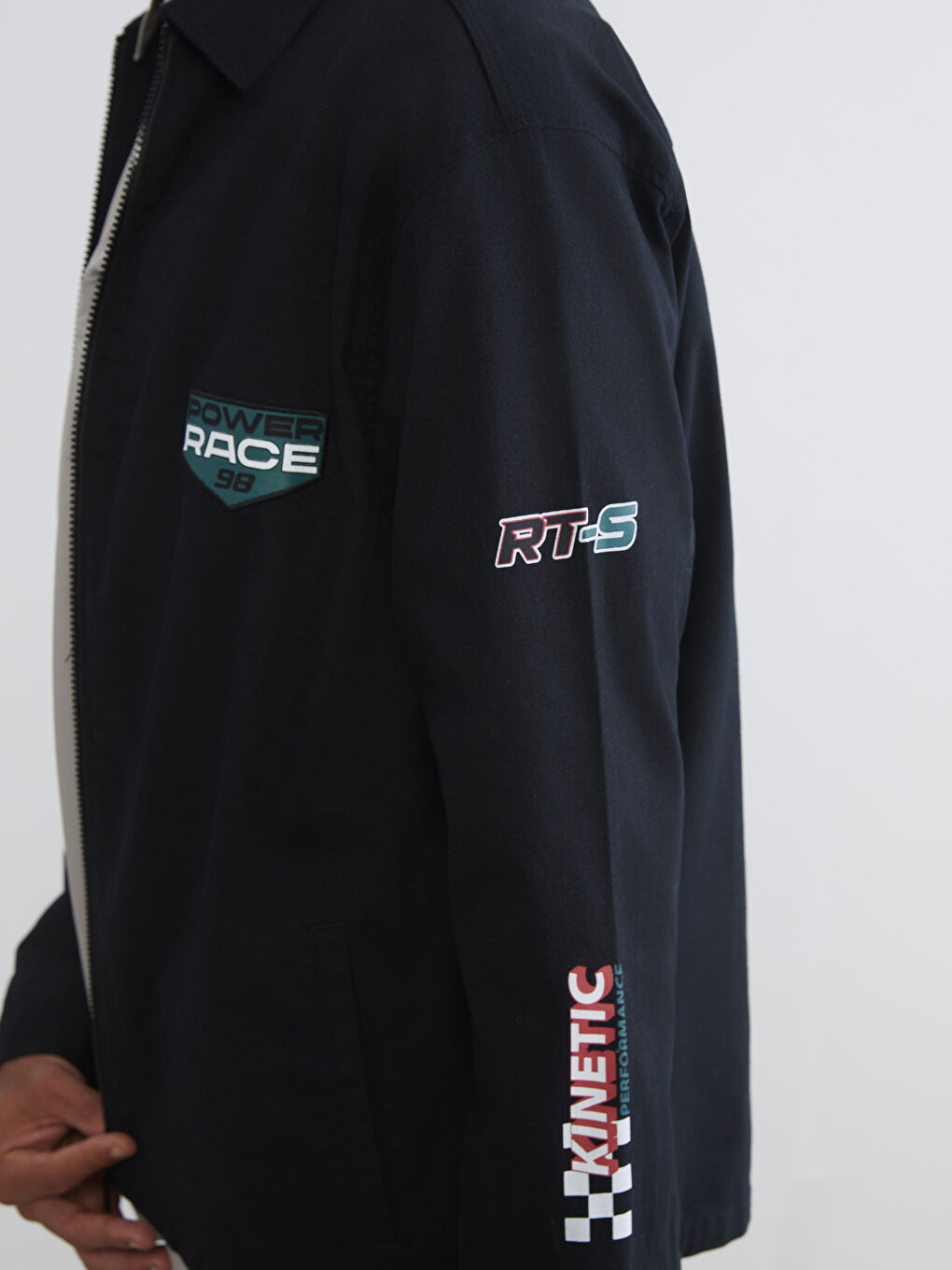 Siyah Rahat Kalıp Baskılı Erkek Ceket-2