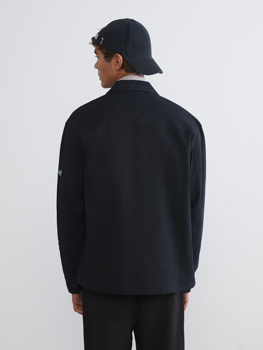 Siyah Rahat Kalıp Baskılı Erkek Ceket-4