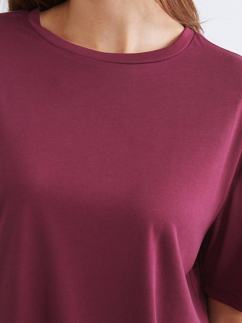 Siyah Bisiklet Yaka Modal Karışımlı Kadın Tişört 2'li-9