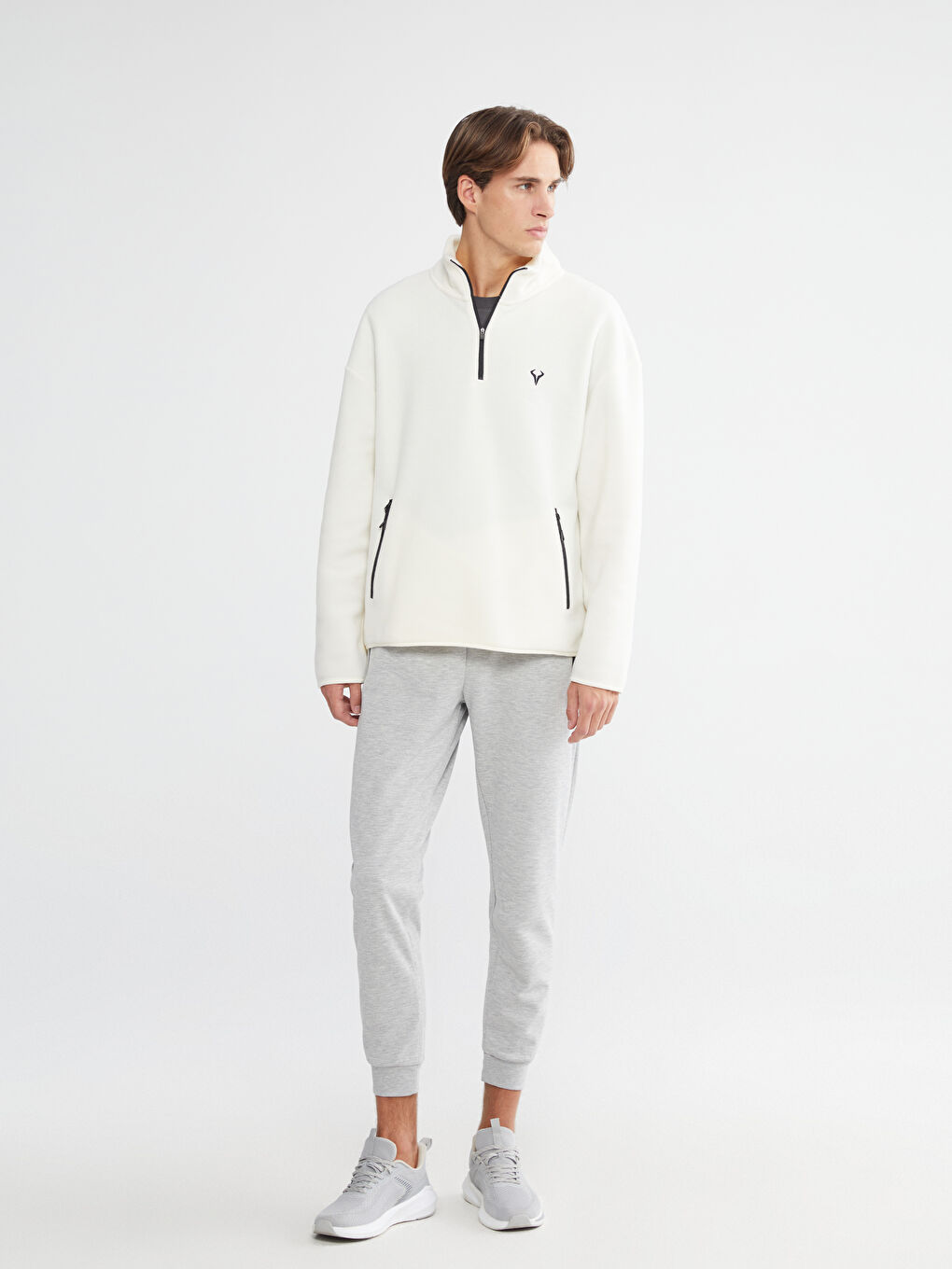 Zippered Funnel Neck Long Sleeve Men's Sweatshirt-1