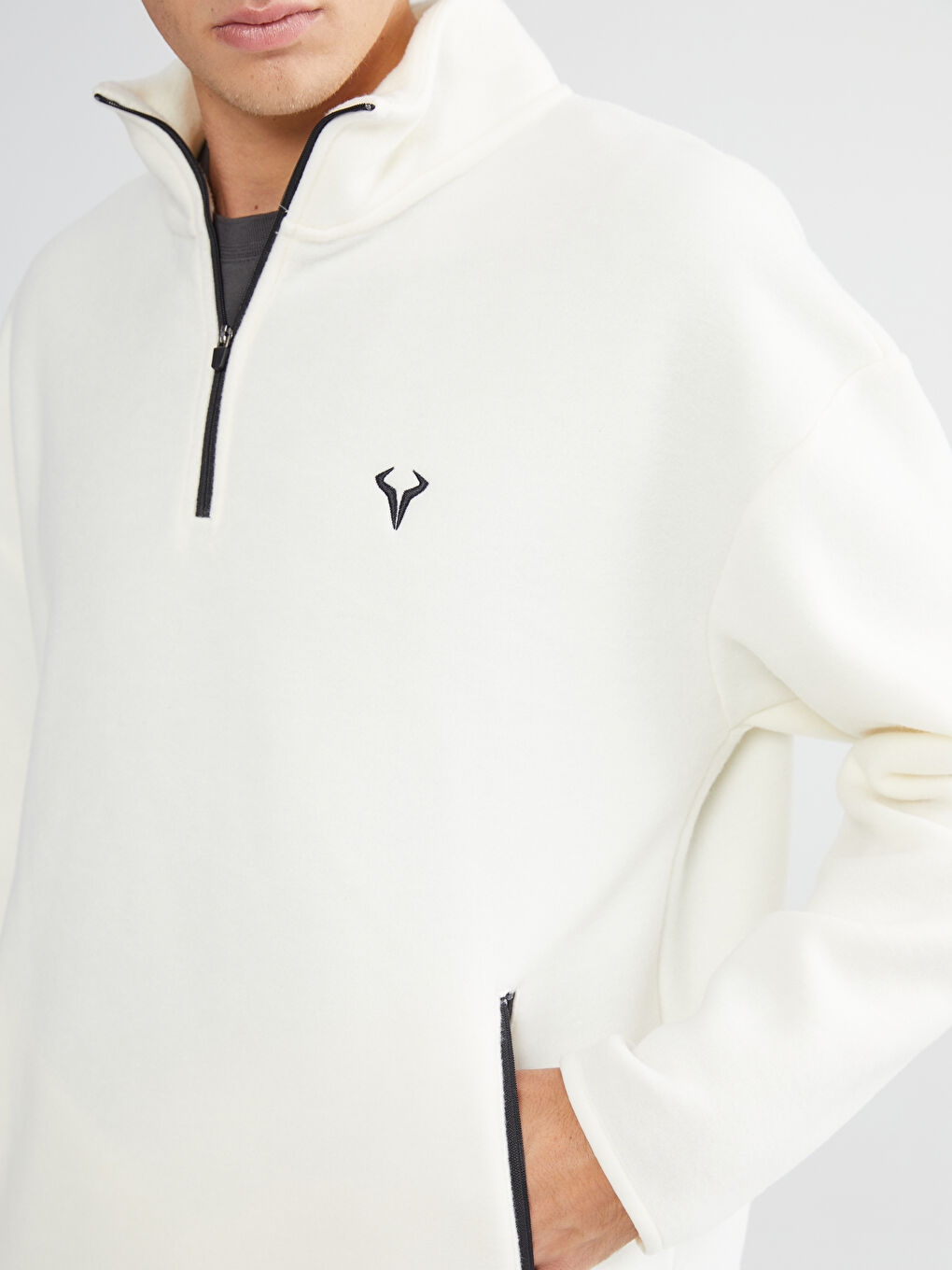 Zippered Funnel Neck Long Sleeve Men's Sweatshirt-2