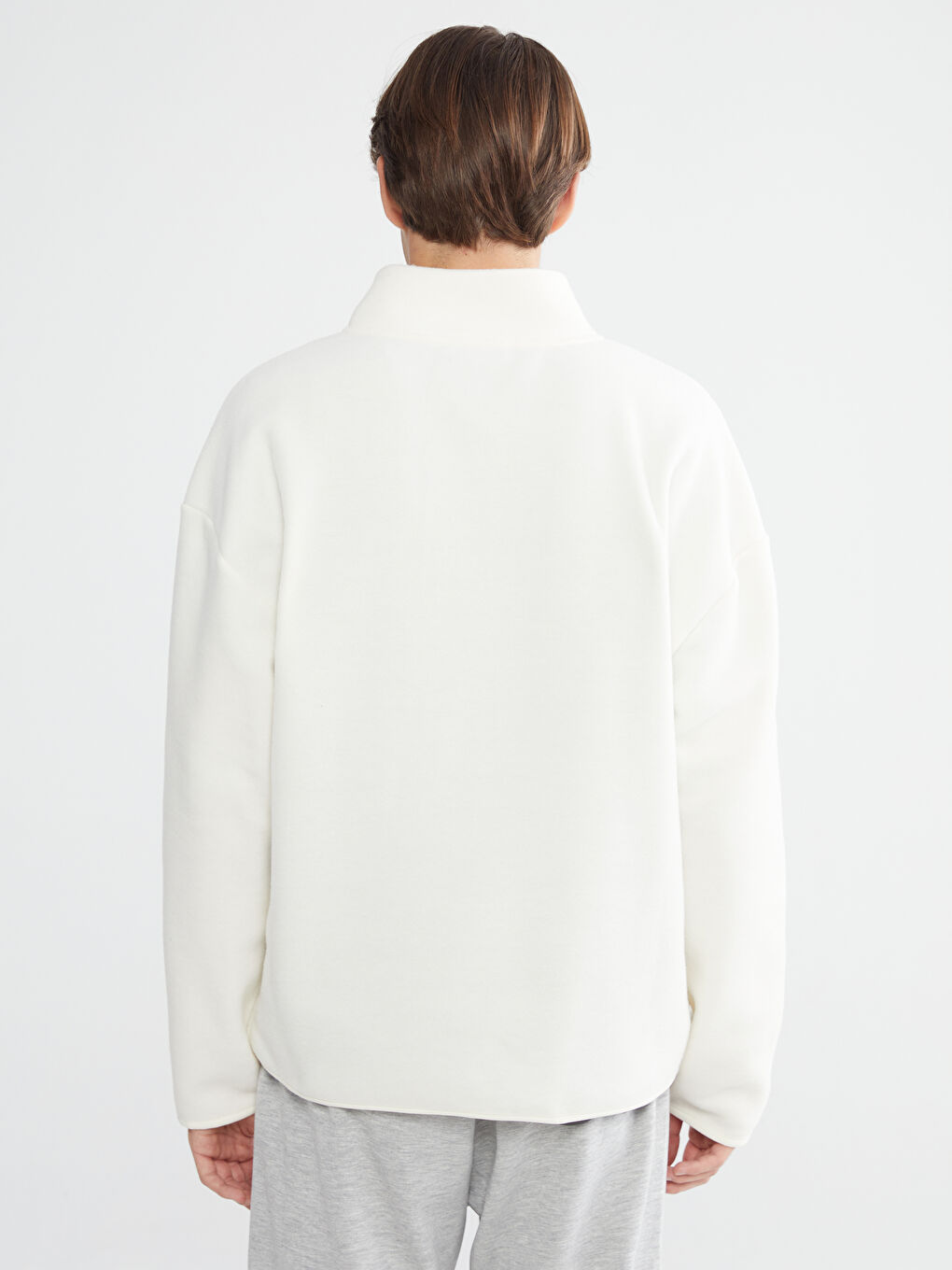 Zippered Funnel Neck Long Sleeve Men's Sweatshirt-3