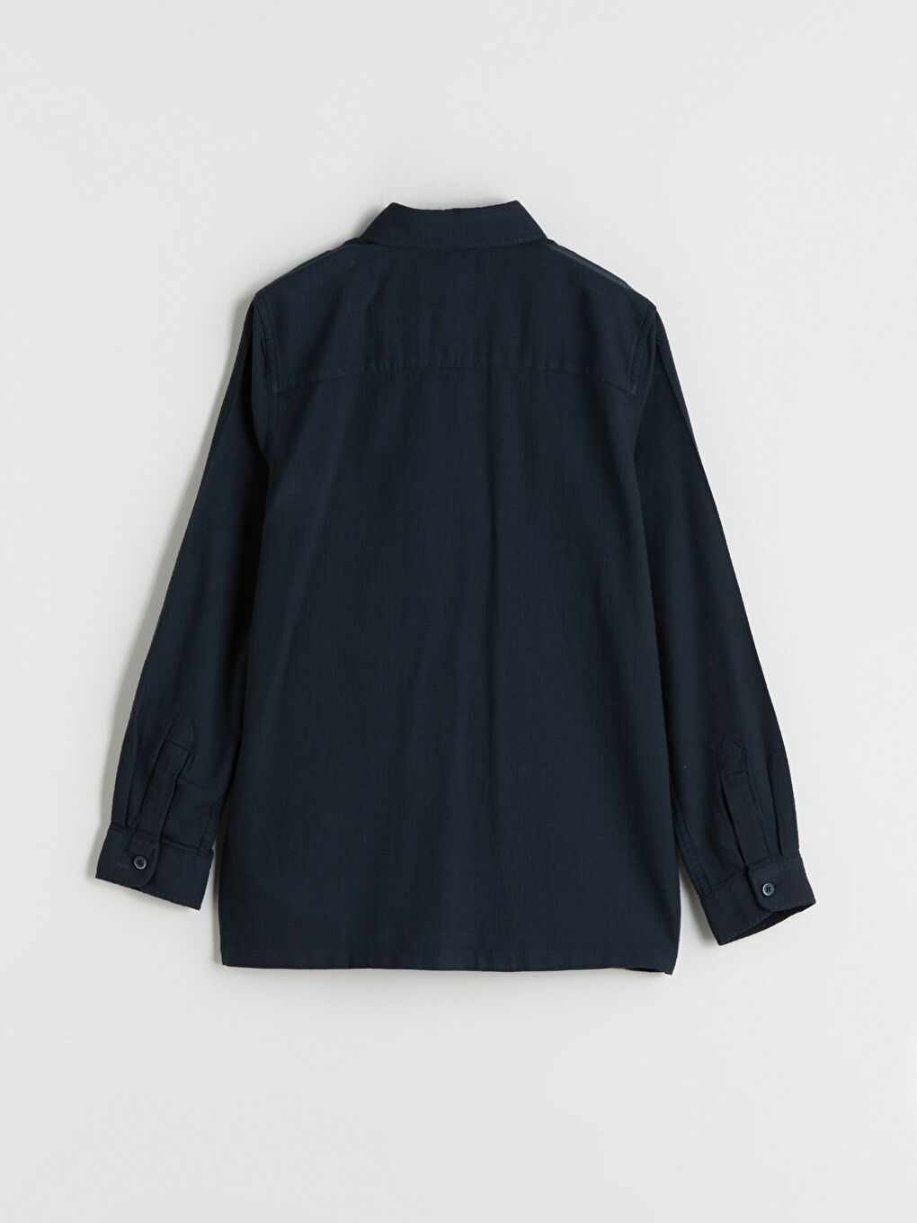 Lacivert Uzun Kollu Dokulu Erkek Çocuk Gömlek-2