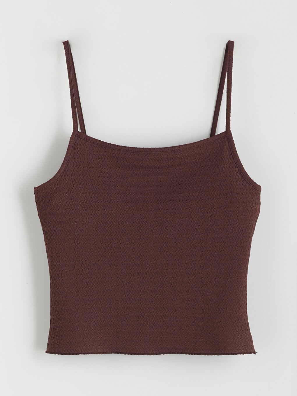 Kahverengi Kare Yaka Dokulu Askılı Kadın Atlet-4