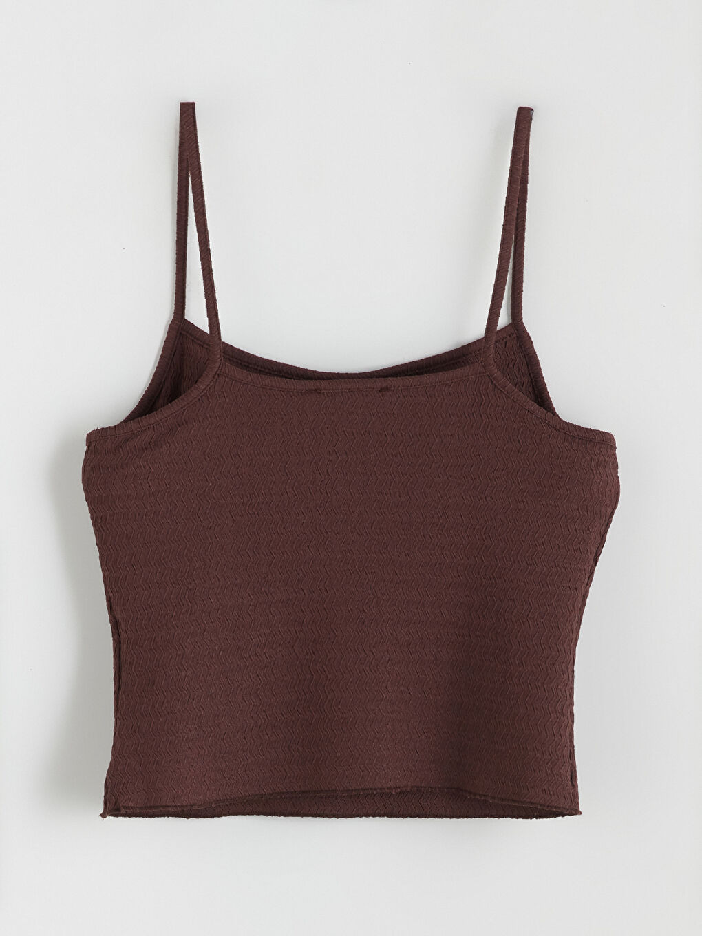 Kahverengi Kare Yaka Dokulu Askılı Kadın Atlet-5