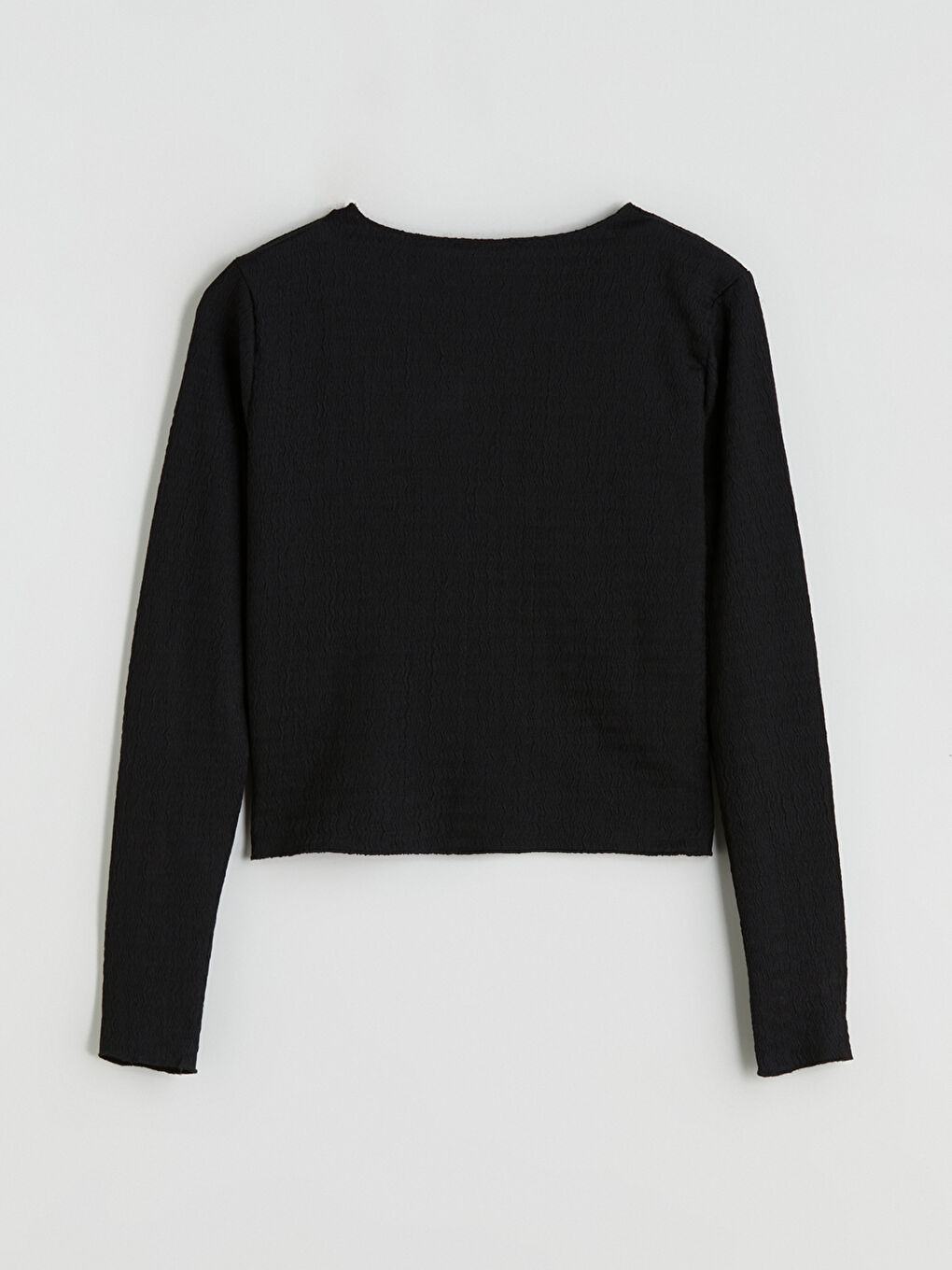 Siyah Bisiklet Yaka Dokulu Kadın Hırka-5