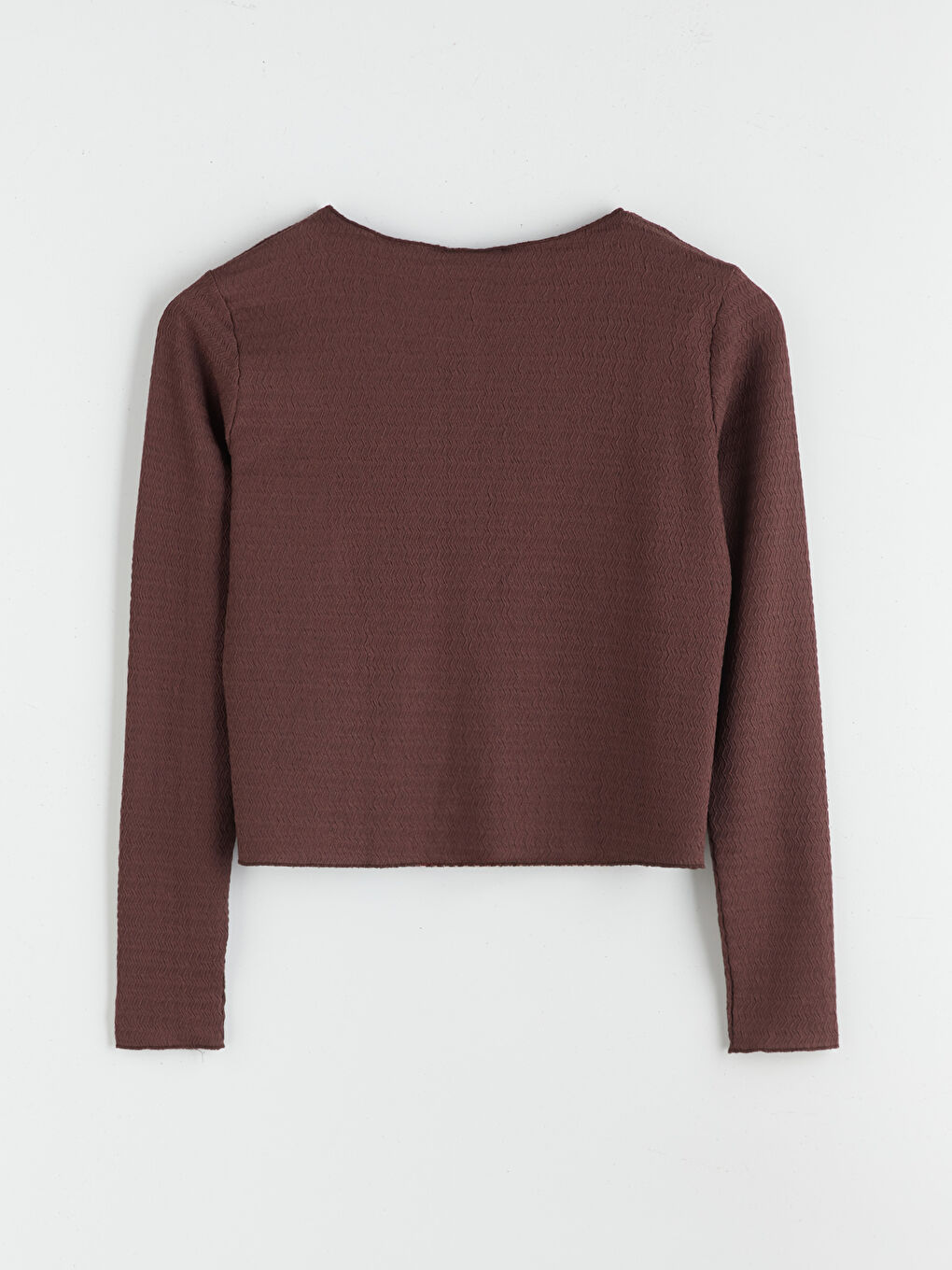 Kahverengi Bisiklet Yaka Dokulu Kadın Hırka-5