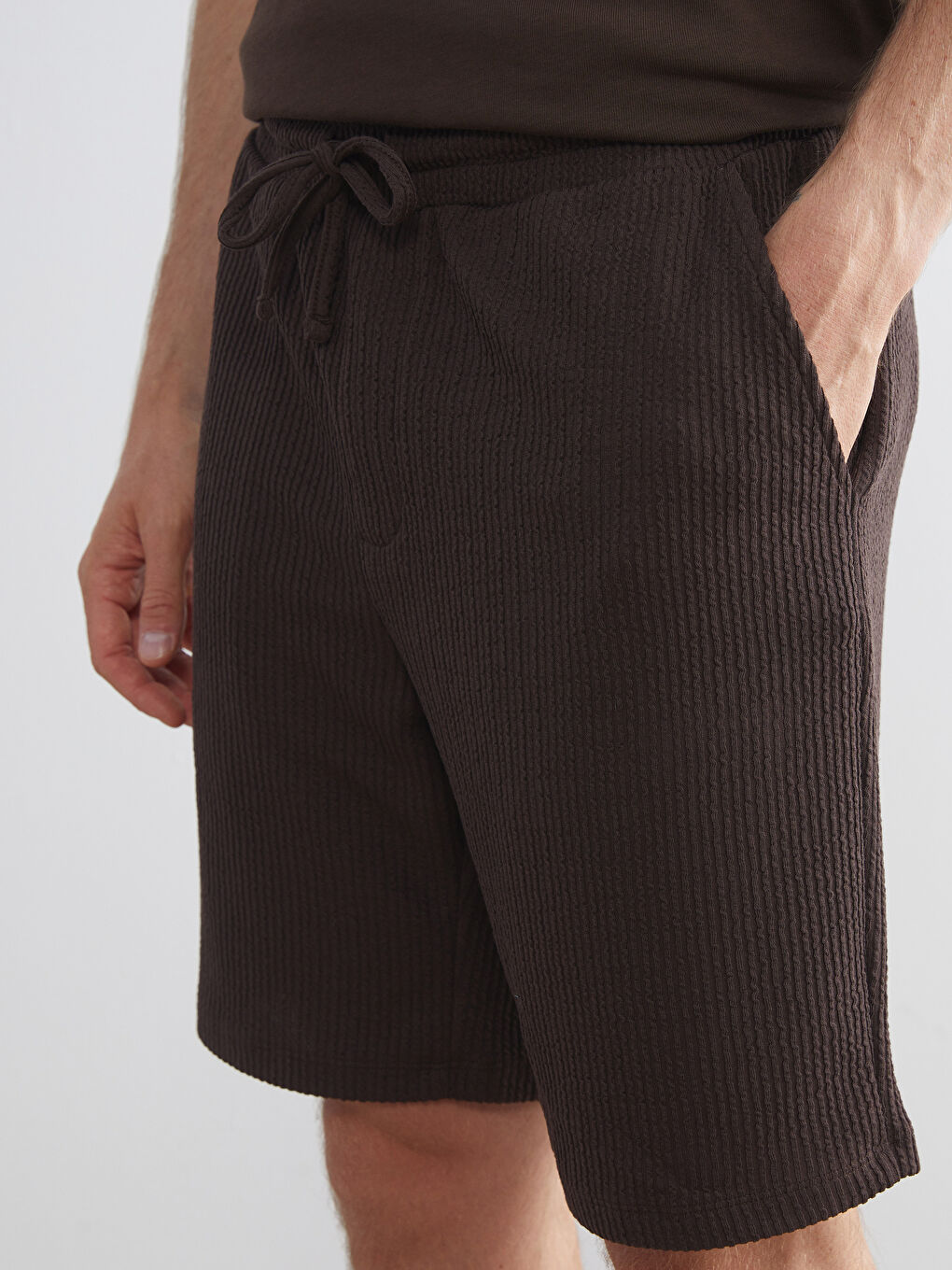 Kahverengi Standart Kalıp Erkek Şort-2