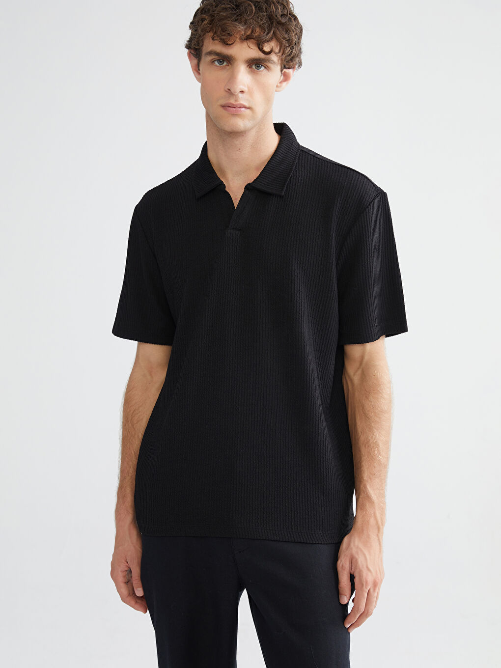 Siyah Polo Yaka Erkek Tişört