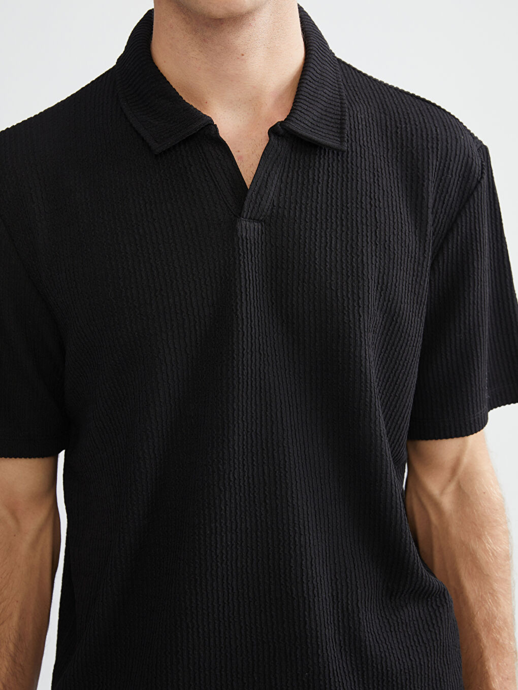 Siyah Polo Yaka Erkek Tişört-2