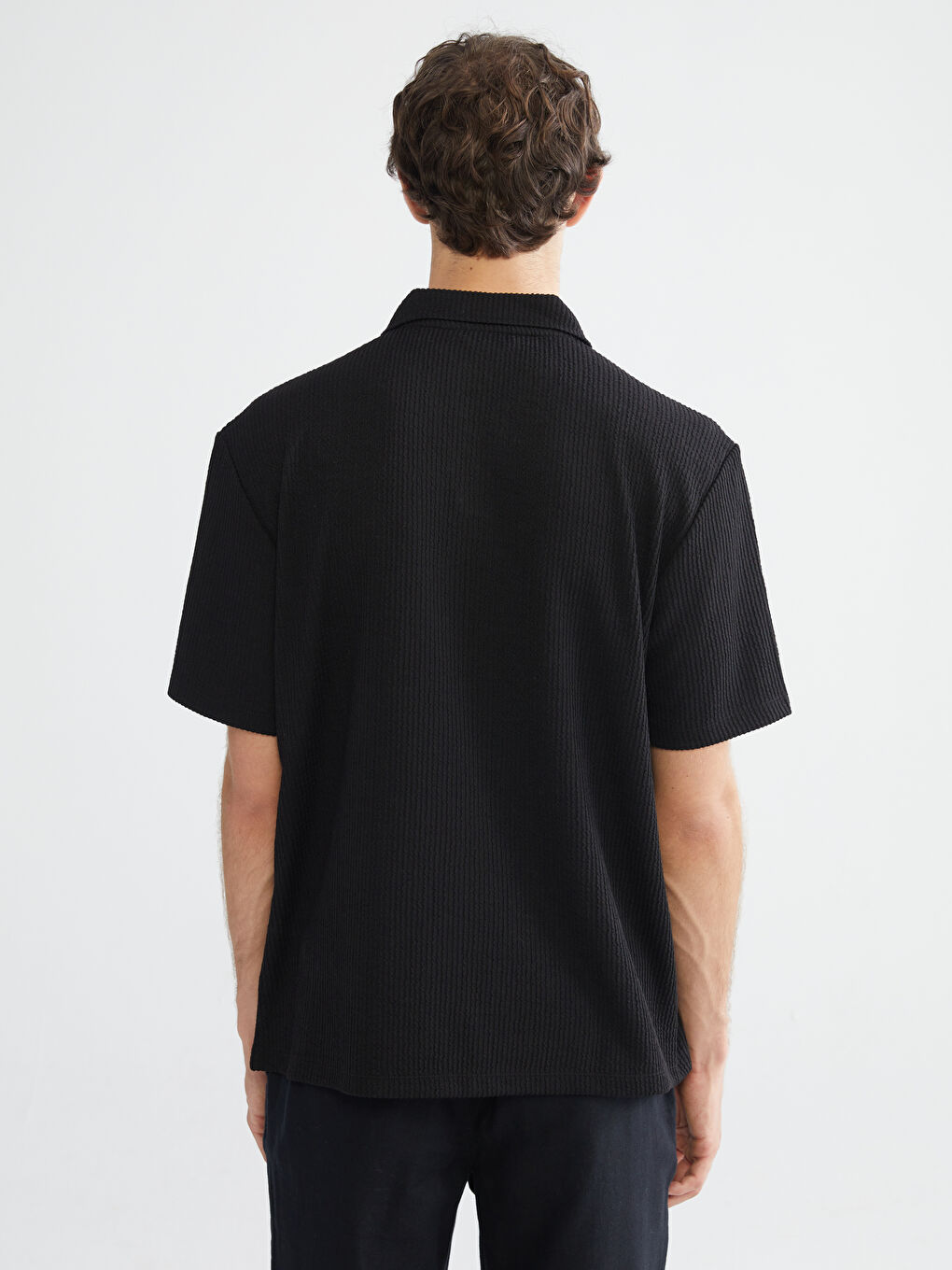 Siyah Polo Yaka Erkek Tişört-3