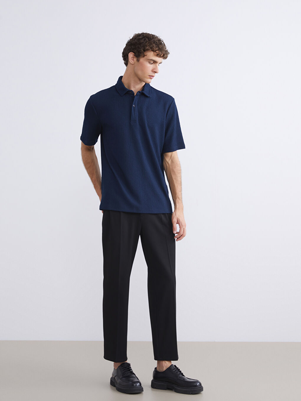 Lacivert Polo Yaka Erkek Tişört-1