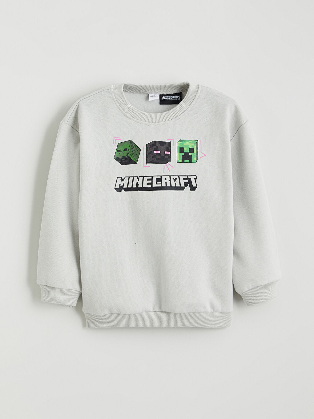Crew Neck Minecraft Printed Boys' Sweatshirt-1
