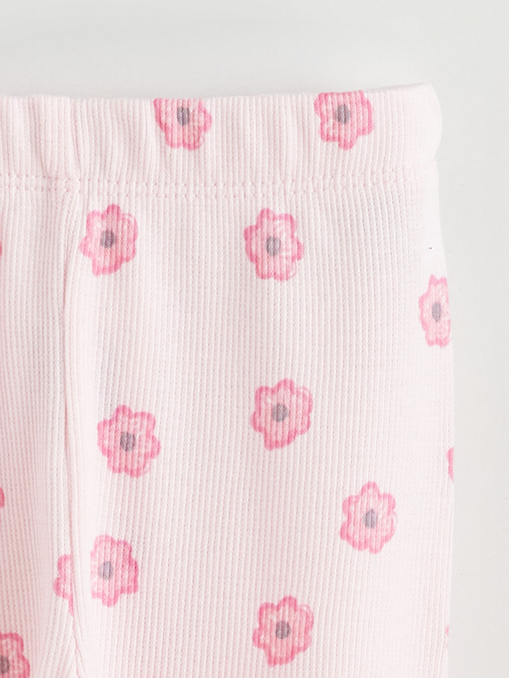 Pembe Beli Lastikli Çiçekli Kız Bebek Jogger Eşofman Alt-2
