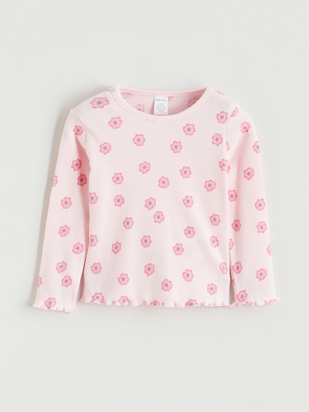 Pembe Bisiklet Yaka Baskılı Kız Bebek Bluz ve Tayt 2'li-1