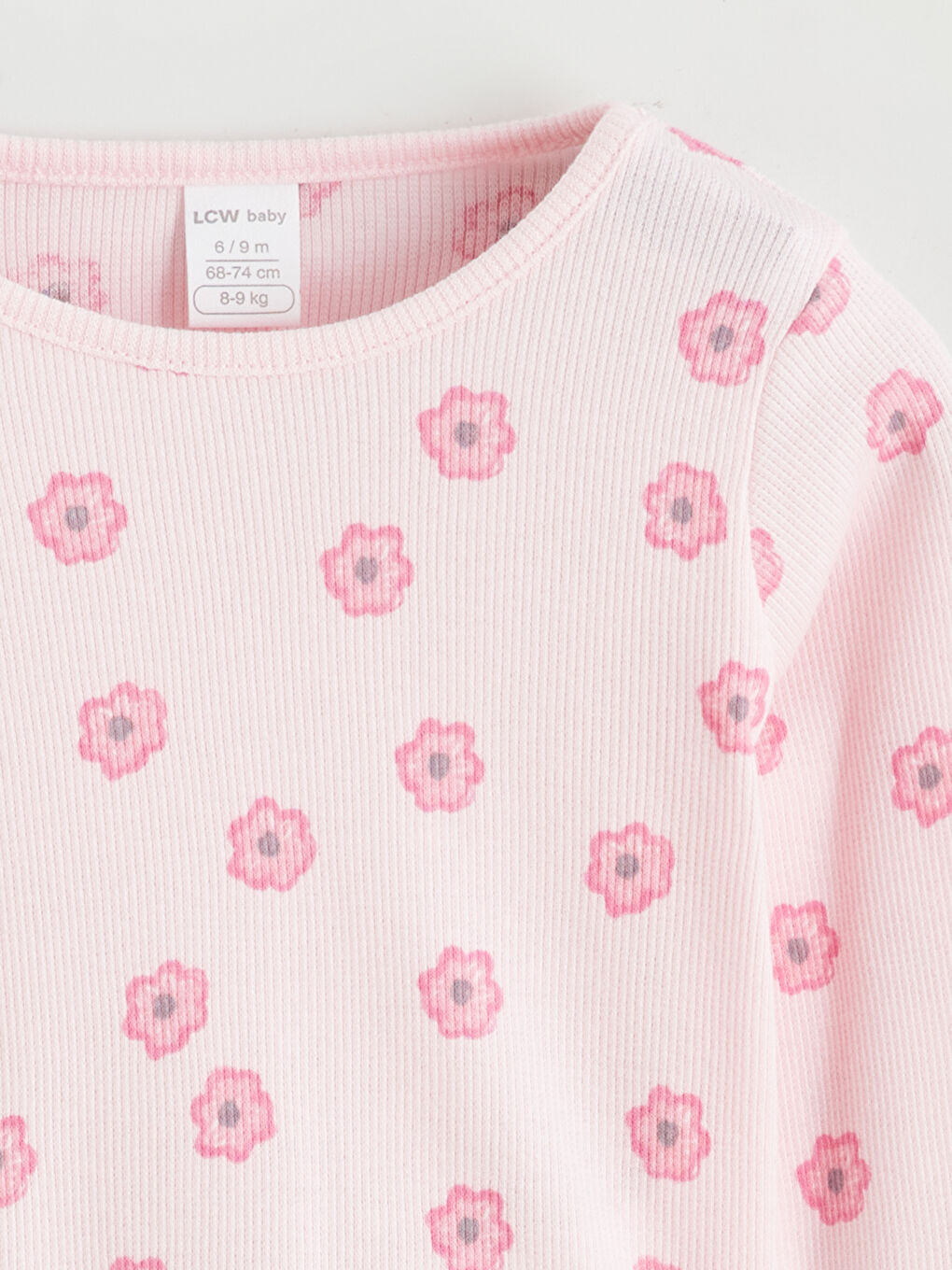 Pembe Bisiklet Yaka Baskılı Kız Bebek Bluz ve Tayt 2'li-2