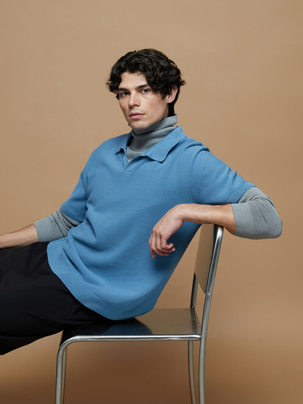 Polo Neck Men's Knitwear Sweater