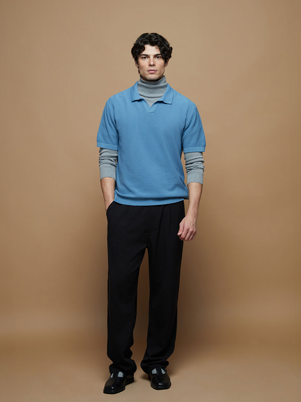 Polo Neck Men's Knitwear Sweater-1