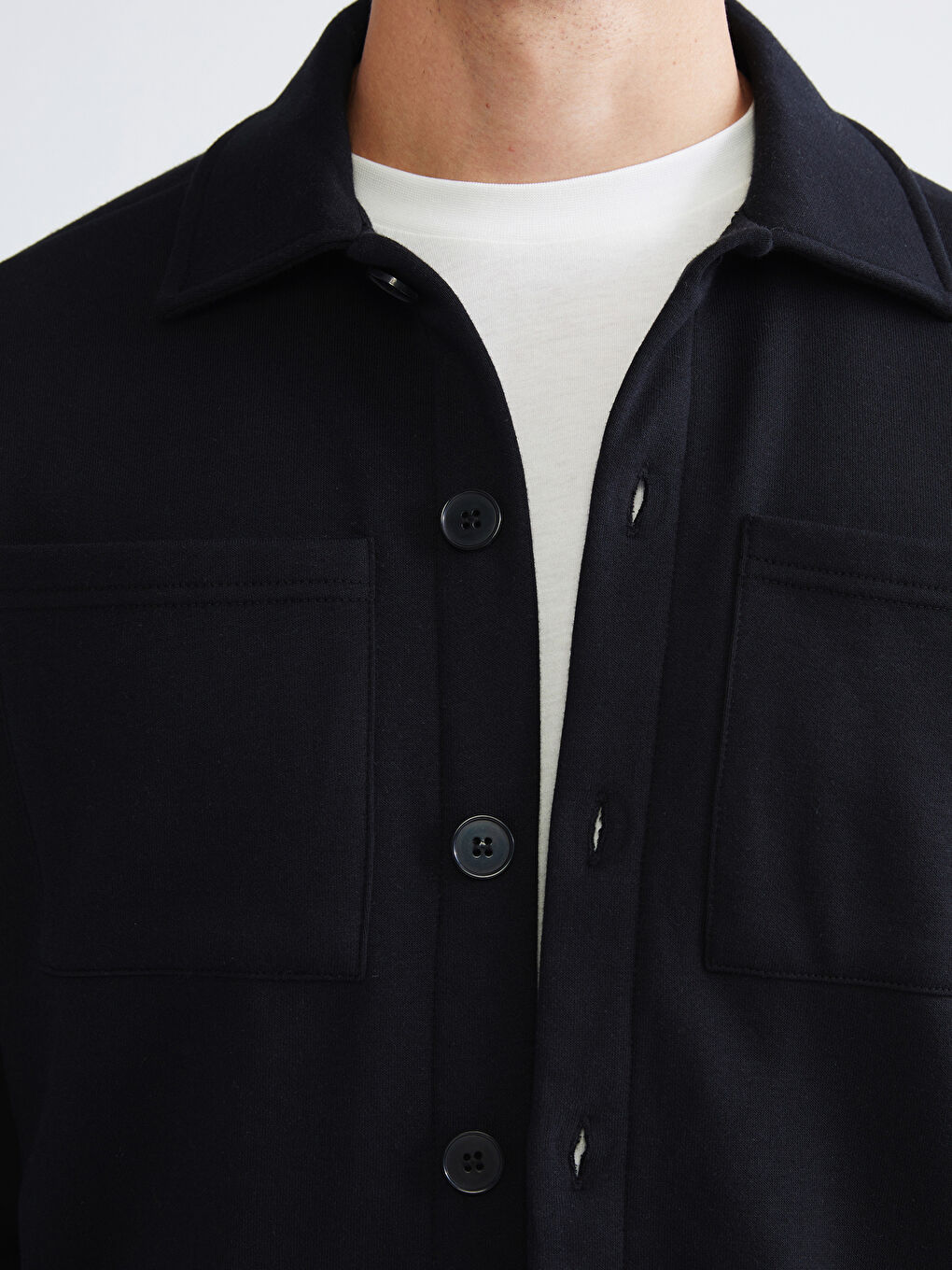 Siyah Polo Yaka Düğmeli Erkek Hırka-2