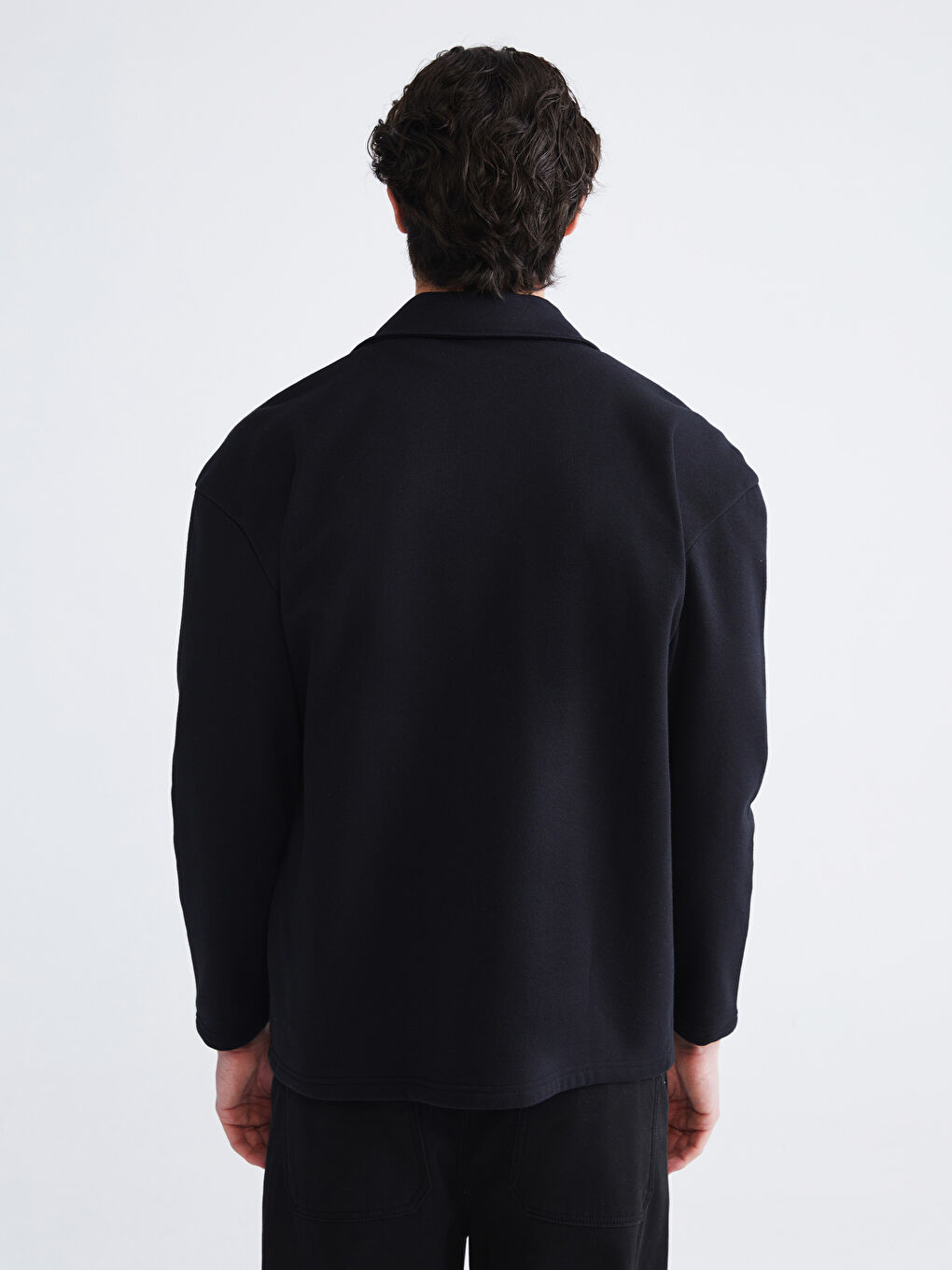 Siyah Polo Yaka Düğmeli Erkek Hırka-3