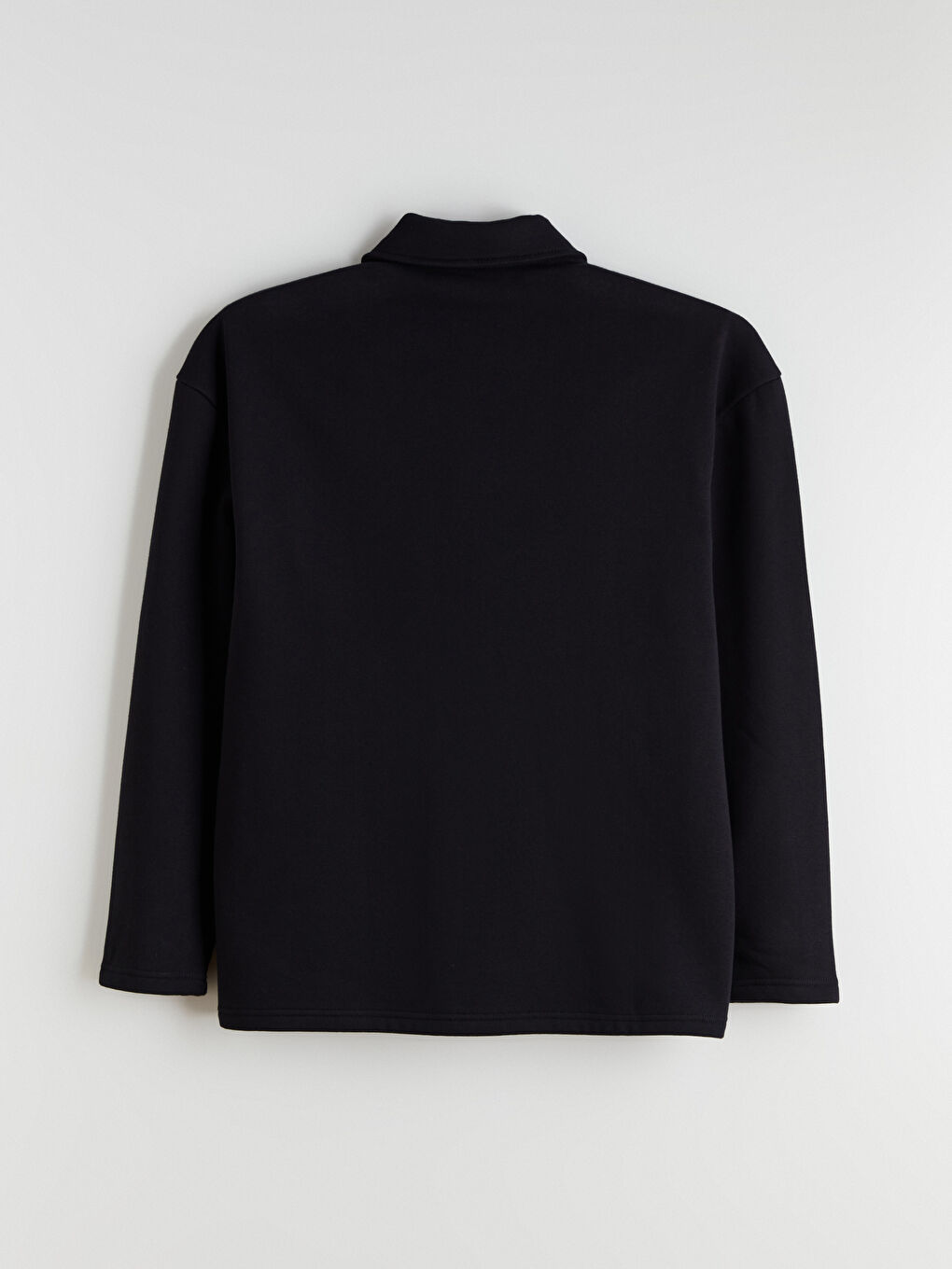 Siyah Polo Yaka Düğmeli Erkek Hırka-6