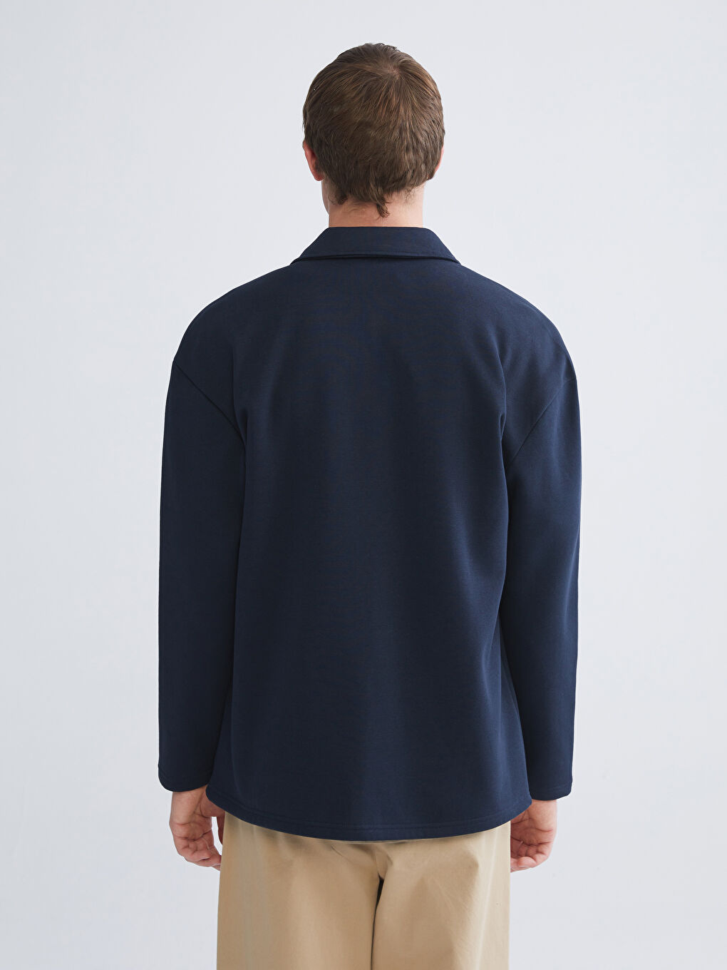 Lacivert Polo Yaka Düğmeli Erkek Hırka-3