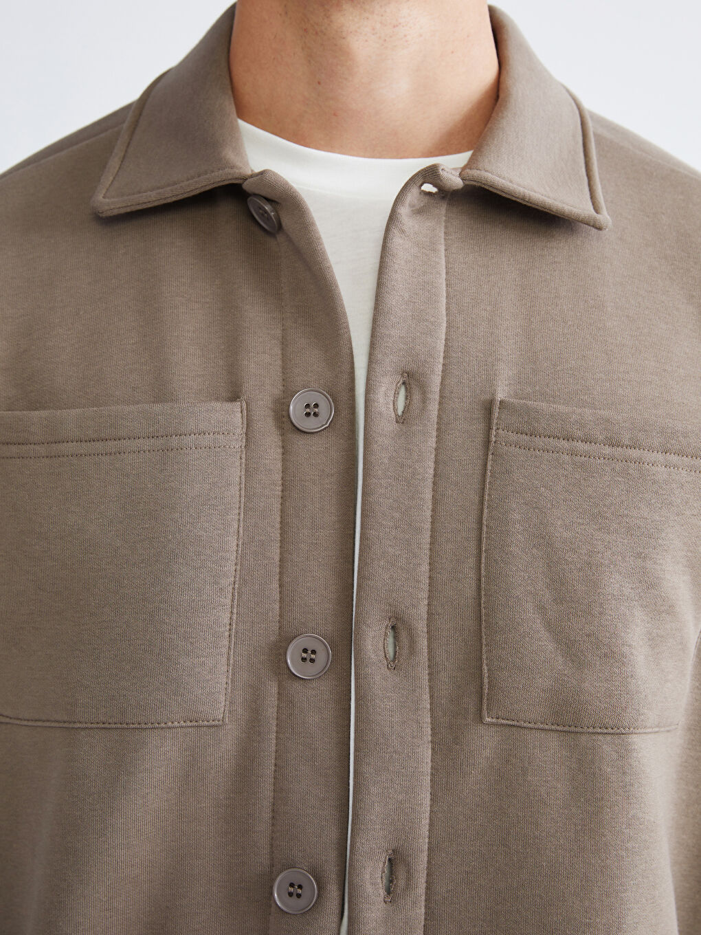 Kahverengi Polo Yaka Düğmeli Erkek Hırka-2