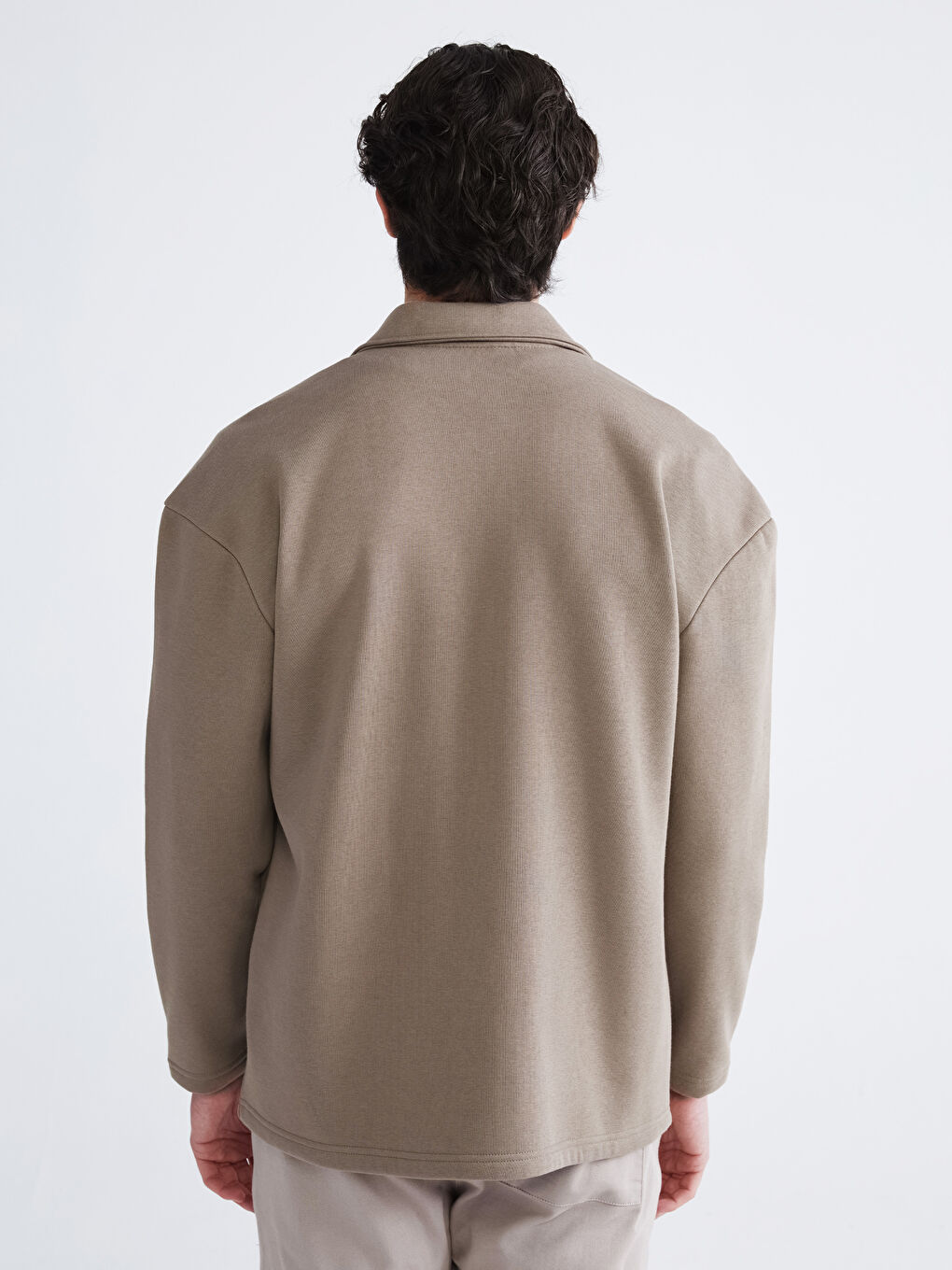 Kahverengi Polo Yaka Düğmeli Erkek Hırka-3