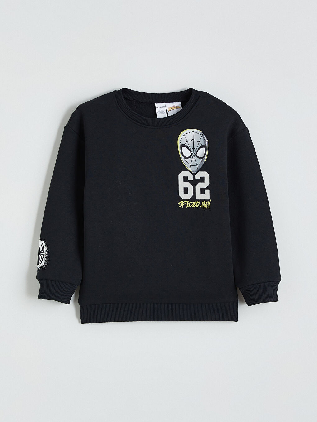 Siyah Spider-Man Baskılı Erkek Çocuk Kalın Sweatshirt	