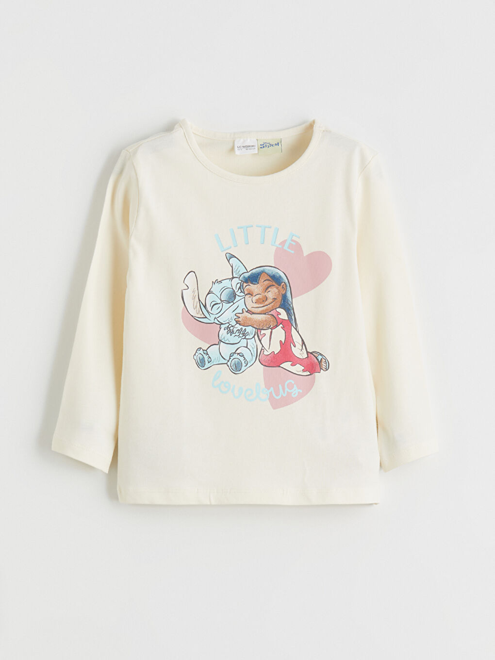Ekru Bisiklet Yaka Stitch Baskılı Kız Çocuk Pijama Takımı-1