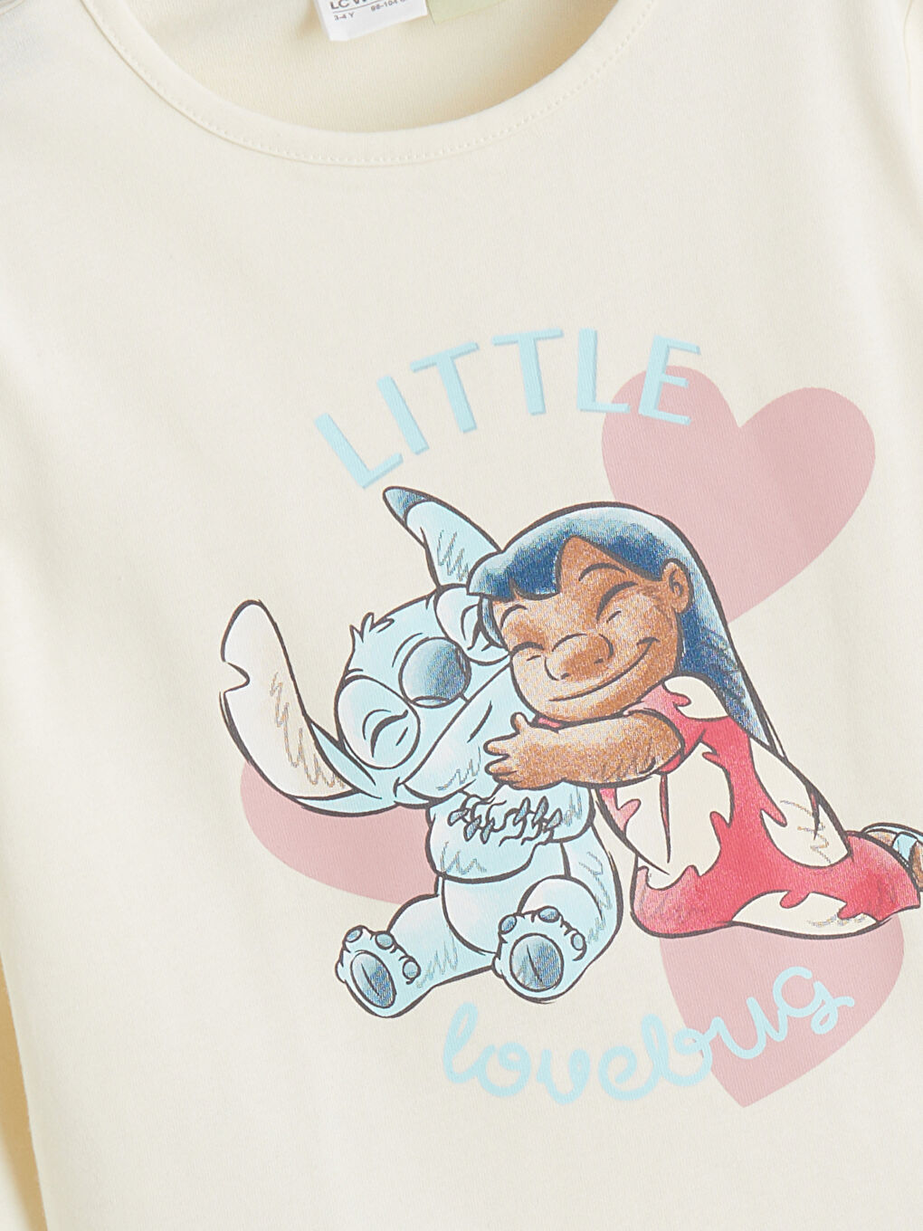 Ekru Bisiklet Yaka Stitch Baskılı Kız Çocuk Pijama Takımı-2