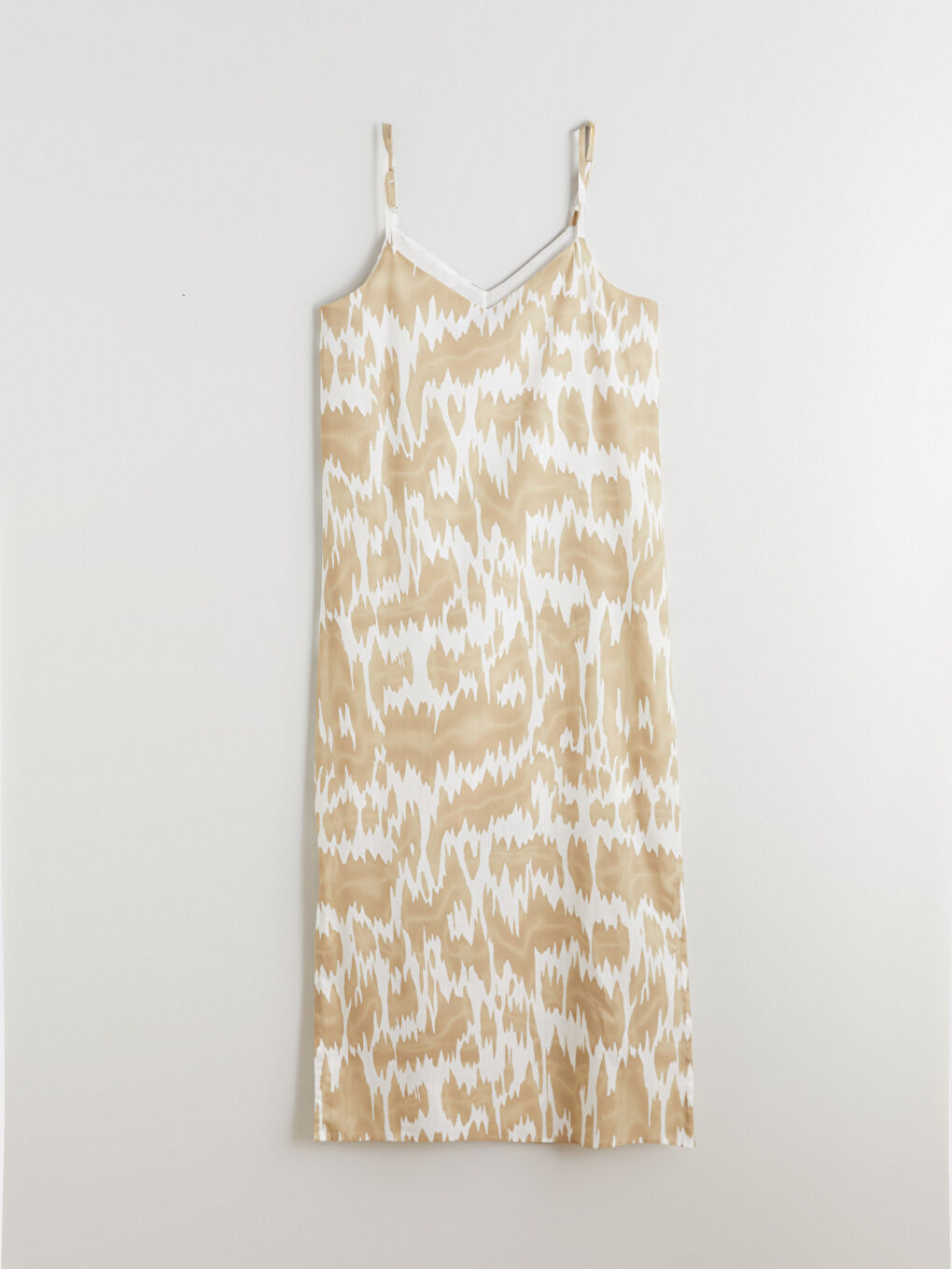 Yeşil V Yaka Desenli Elbise-4