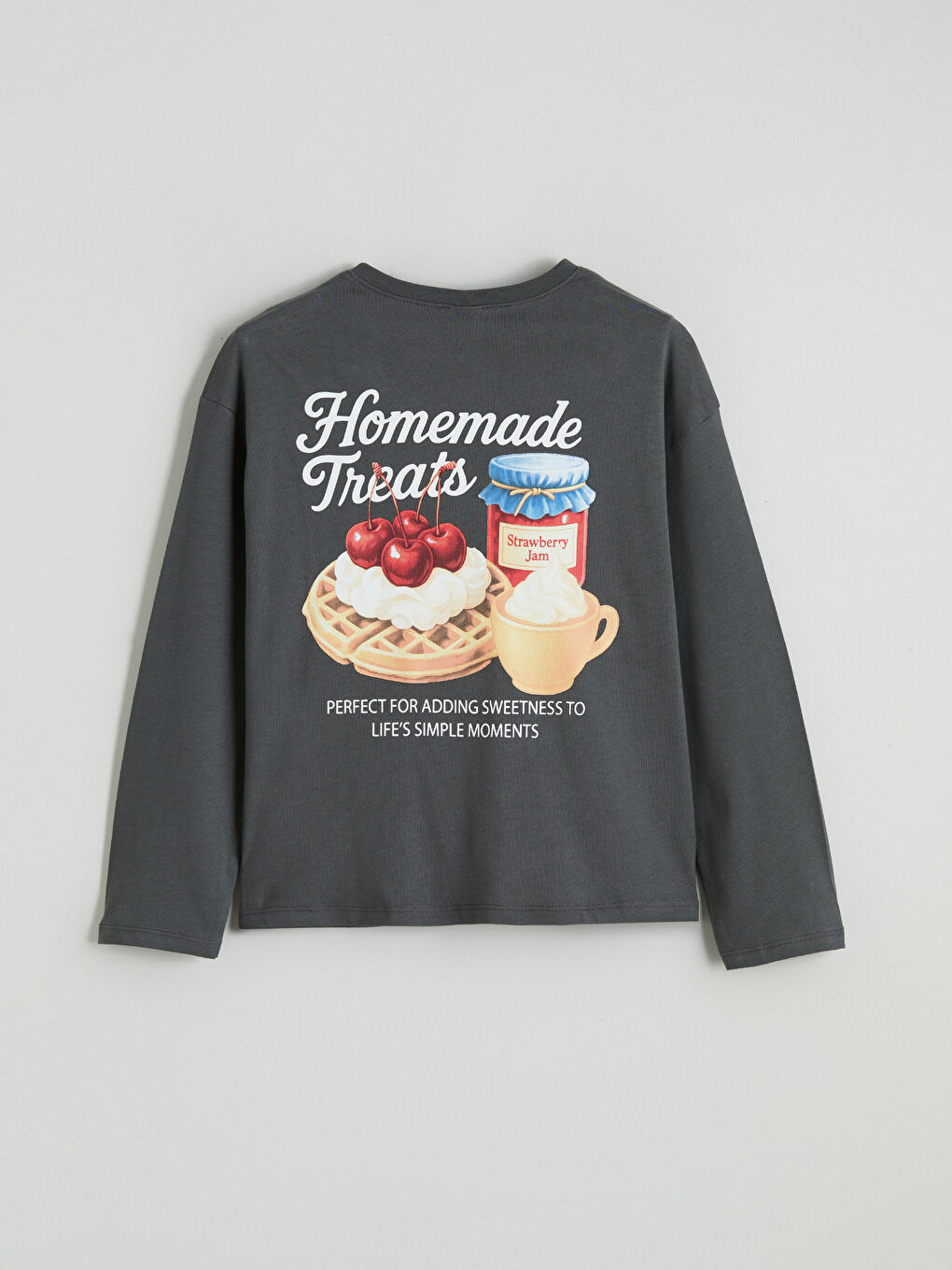 Gri Bisiklet Yaka Baskılı Kız Çocuk Pijama Üst-6