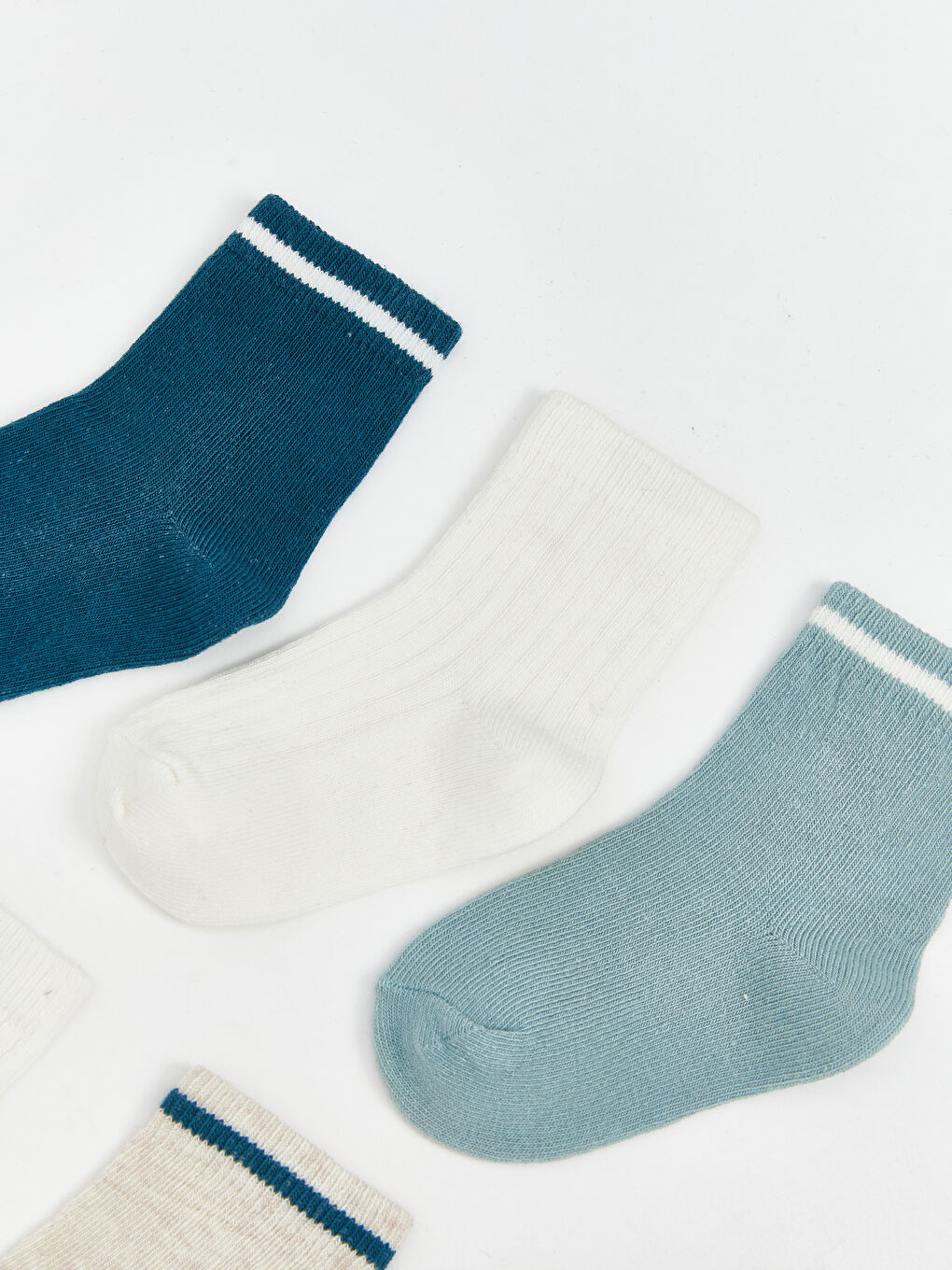 Petrol Çizgili Erkek Bebek Soket Çorap 5'li-1