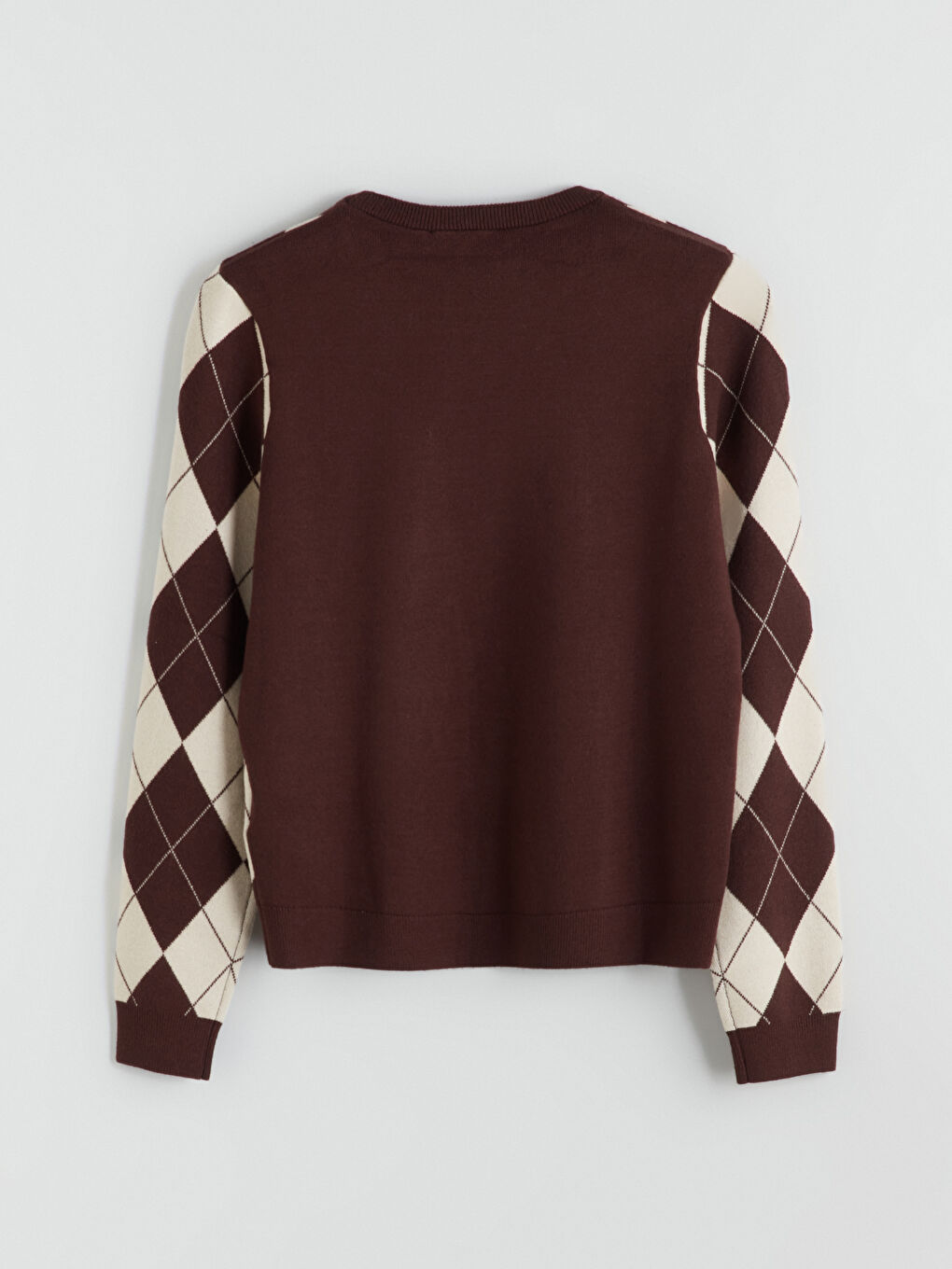 Crew Neck Argyle Pattern Women's Knitwear Sweater-5