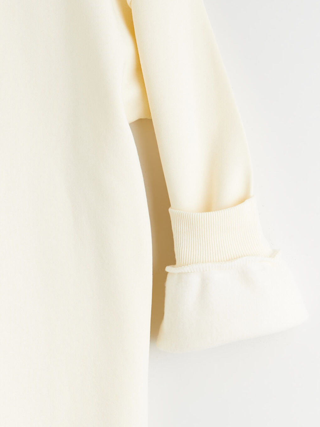 Bej Nakışlı Kadın Kalın Sweatshirt Tunik-5