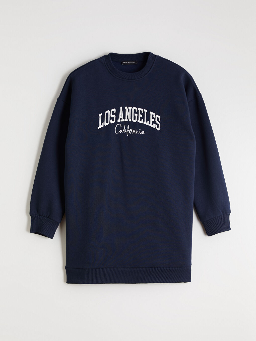 Lacivert Nakışlı Kadın Kalın Sweatshirt Tunik-4