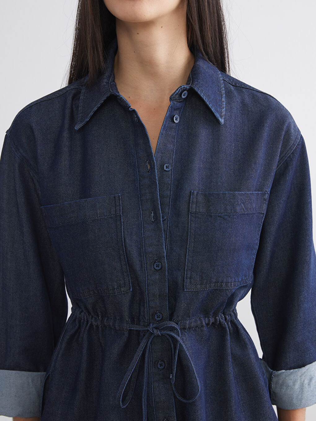 İndigo Kadın Jean Gömlek-2