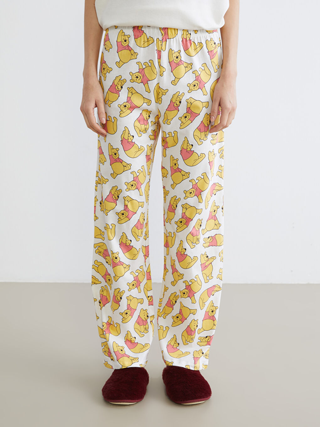 Ekru Winnie the Pooh Desenli Kadın Pijama Alt-1