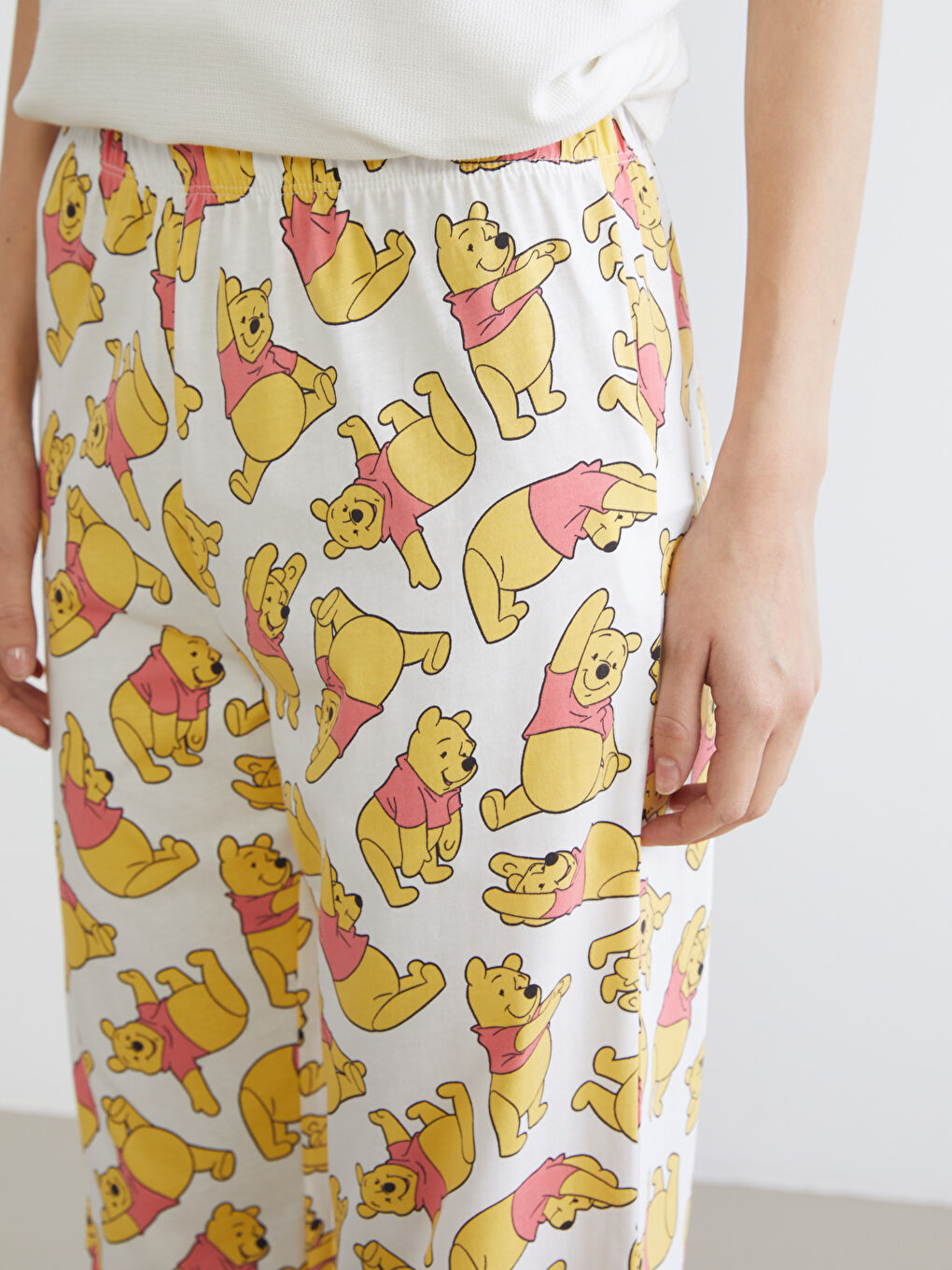 Ekru Winnie the Pooh Desenli Kadın Pijama Alt-2