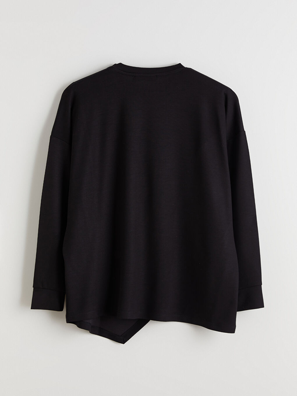 Siyah Bisiklet Yaka Kadın Sweatshirt-5