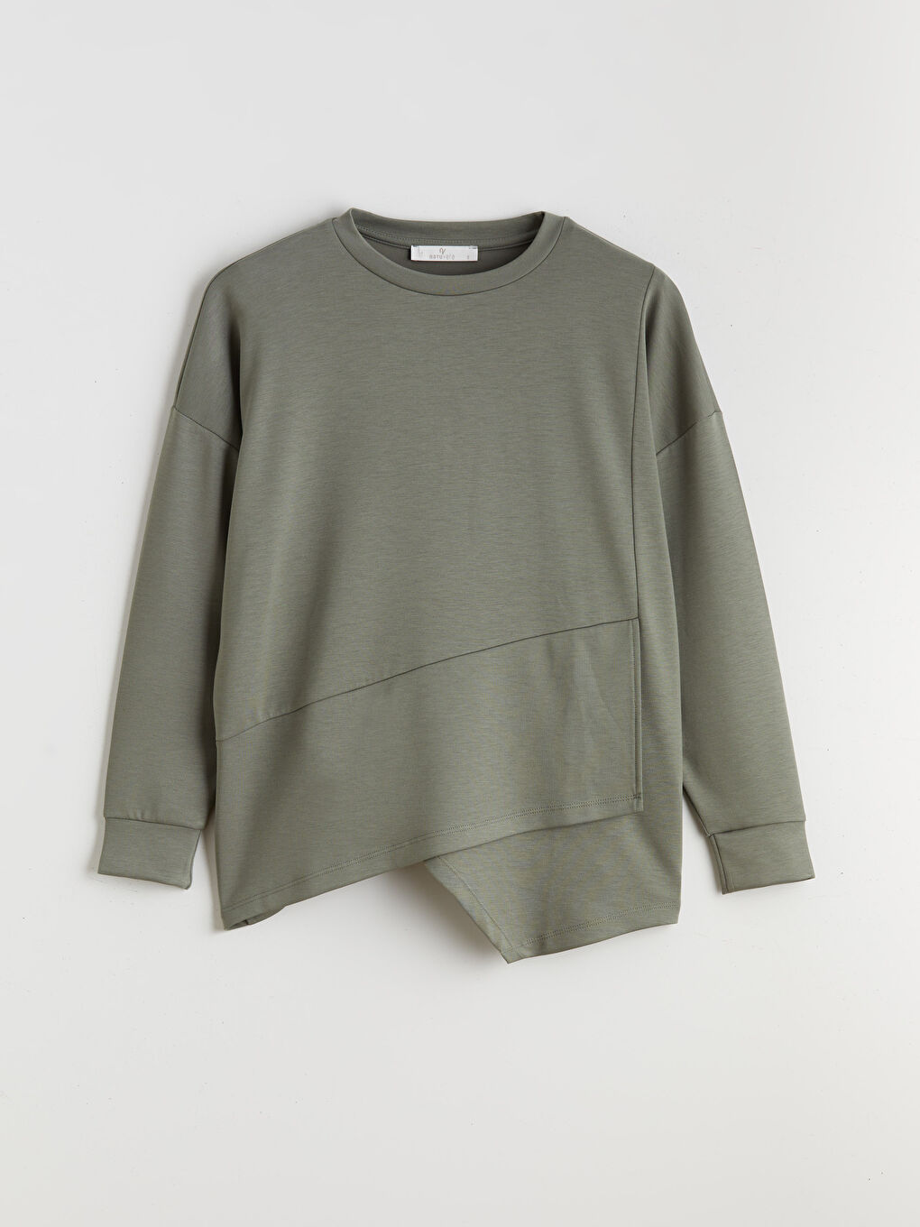 Haki Bisiklet Yaka Kadın Sweatshirt-4