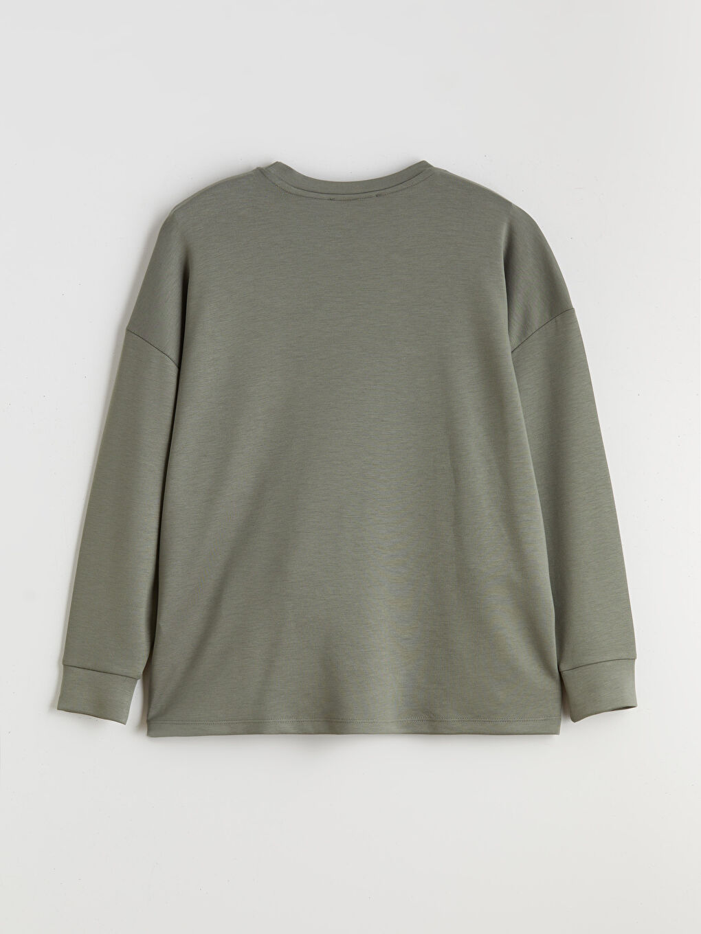 Haki Bisiklet Yaka Kadın Sweatshirt-5