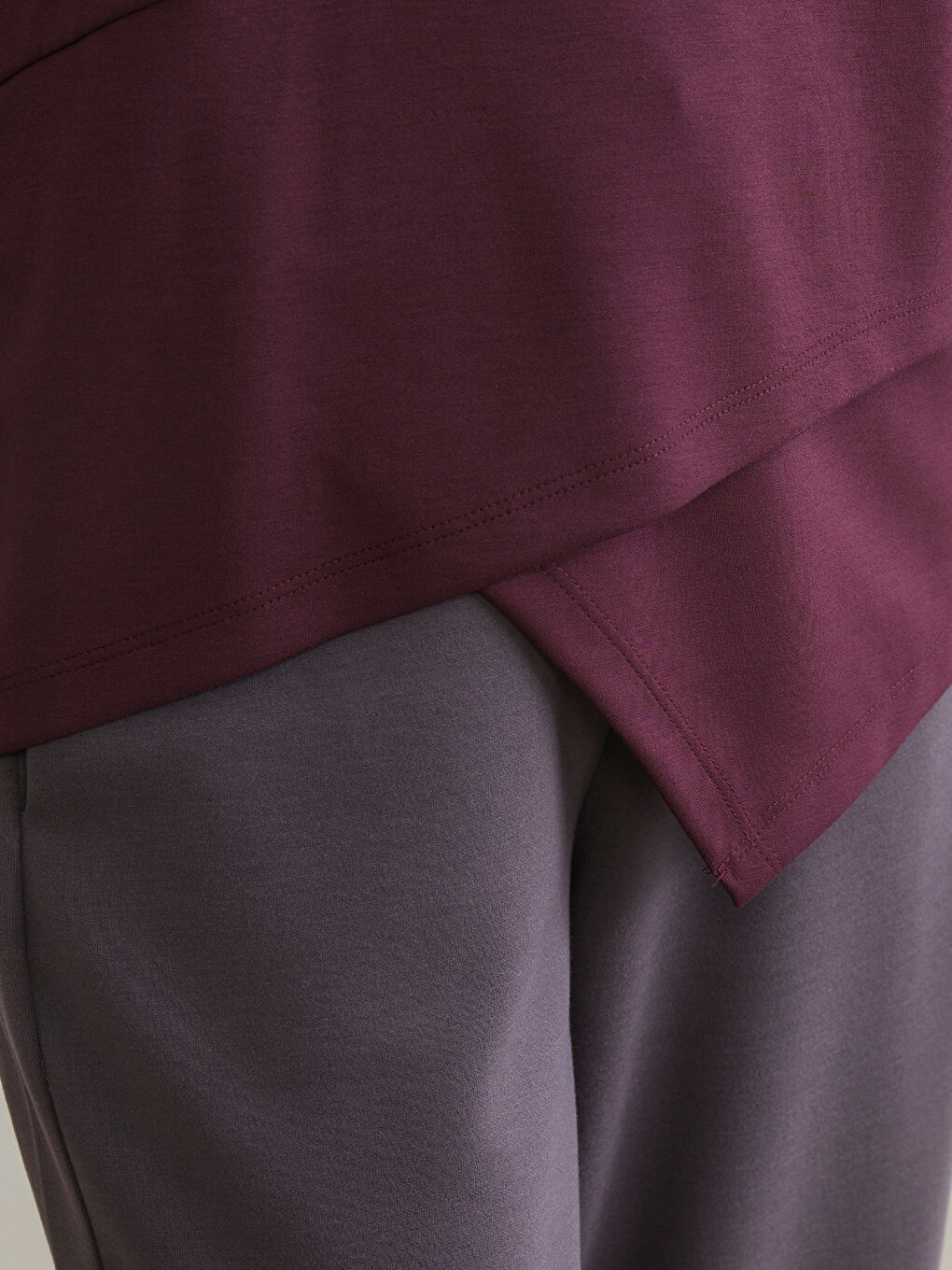 Bordo Bisiklet Yaka Kadın Sweatshirt-2